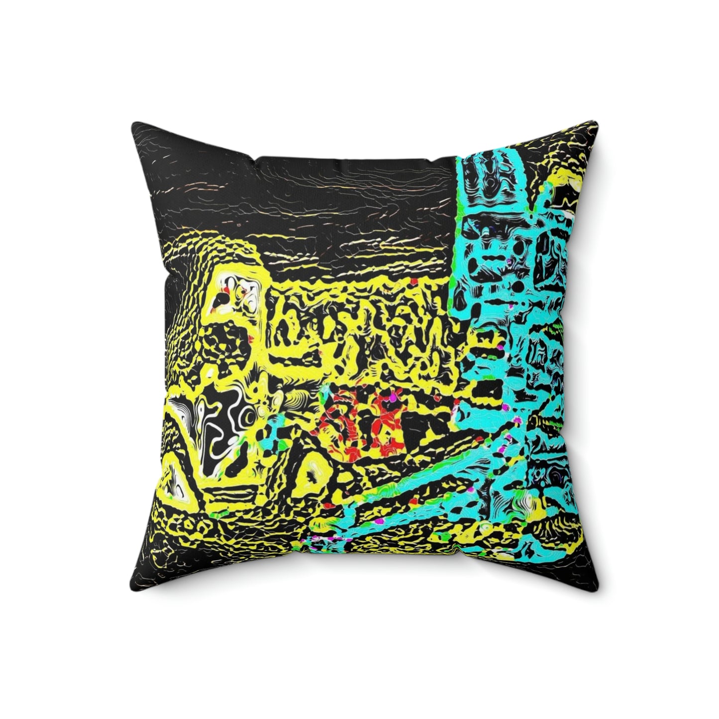 Faux Suede Square Pillow ...  "Snow Vehicle In Snow Storm At-Rest" ... Circa 12Mar23 ... Central Idaho ... 18-Hours Rendering Time: Original Works ...