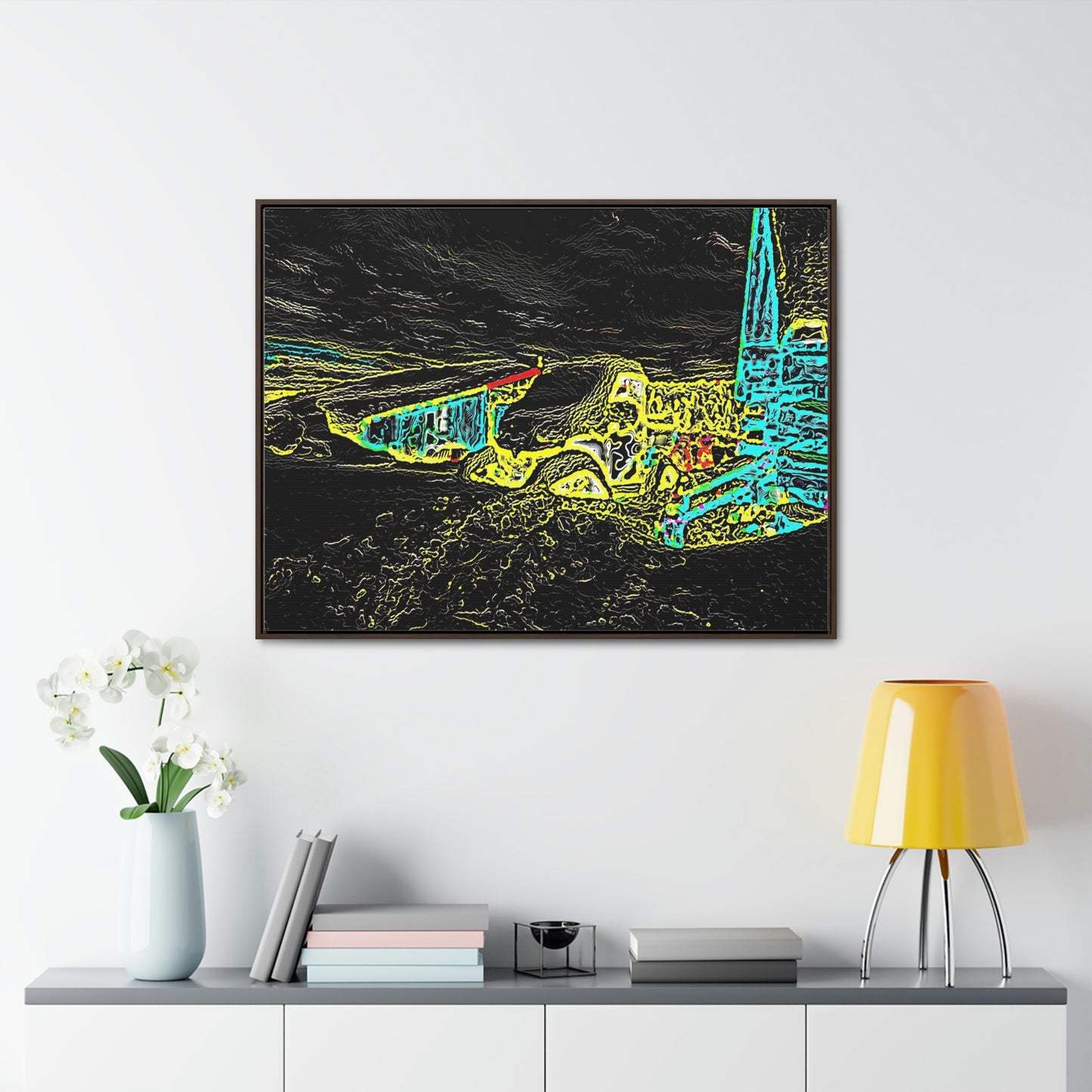 Gallery Canvas Wraps, Horizontal Frame ... "Snow Vehicle In Snow Storm At-Rest" ... Circa 12Mar23 ... Central Idaho ... 18-Hours Rendering Time: Original Works ...
