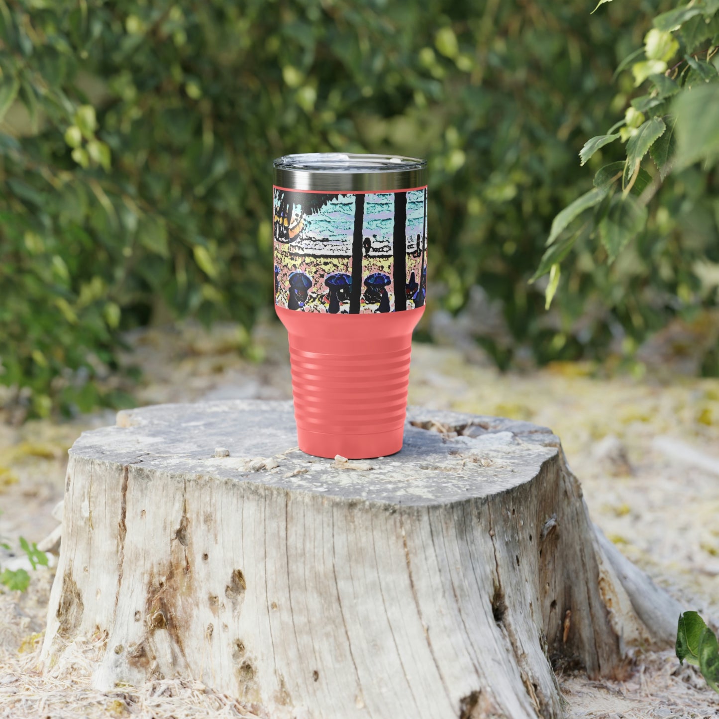 Ringneck Tumbler, 30oz ... "A Beautiful Beach Amongst The Palms" ... The Outrigger Waikiki, Honolulu, Oahu ... Original Works ...