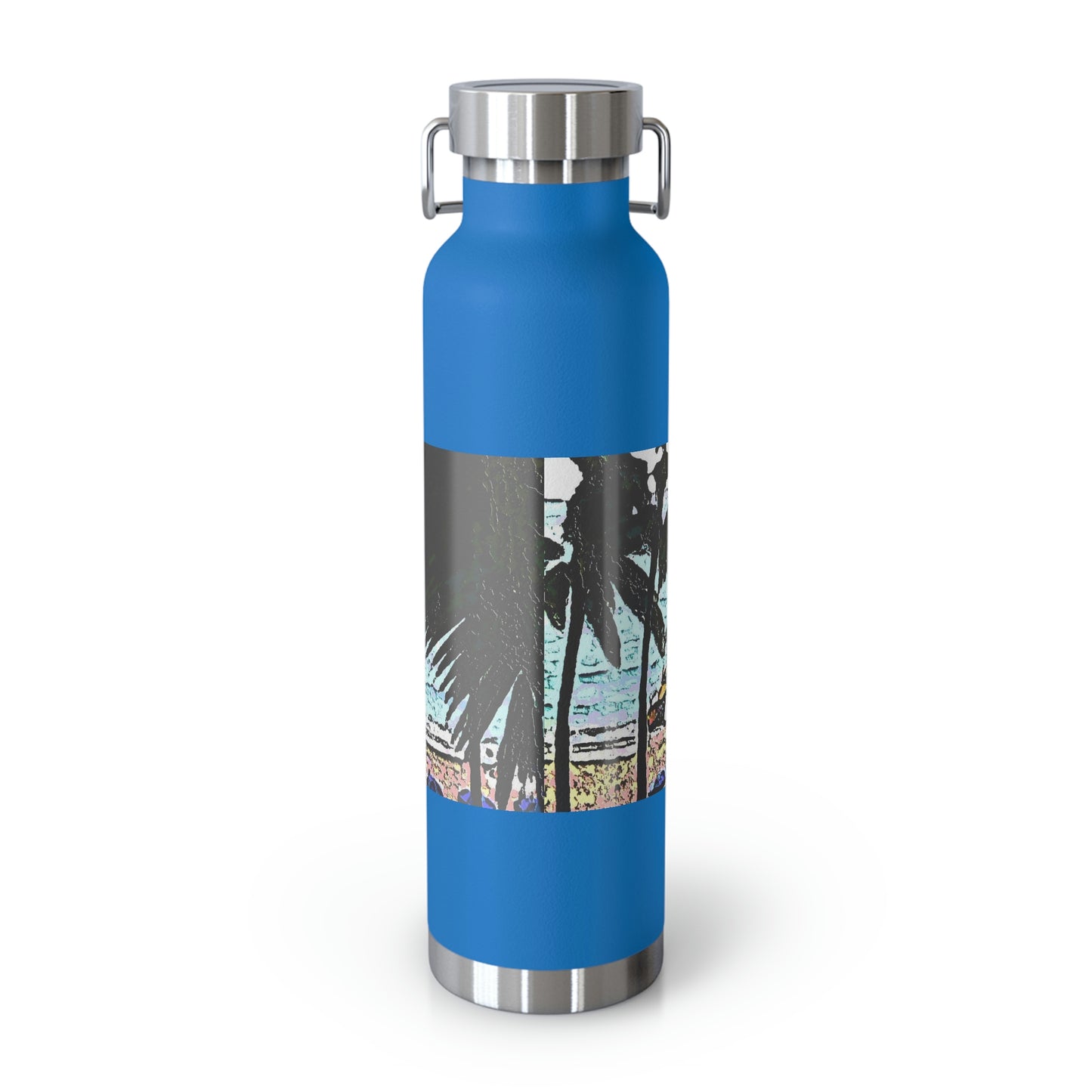 Copper Vacuum Insulated Bottle, 22oz ... "A Beautiful Beach Amongst The Palms" ... The Outrigger Waikiki, Honolulu, Oahu ... Original Works ...