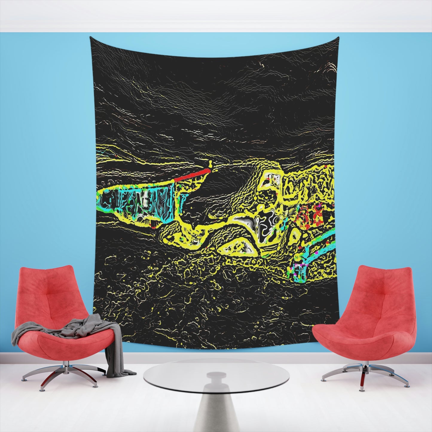 Printed Wall Tapestry ... "Snow Vehicle In Snow Storm At-Rest" ... Circa 12Mar23 ... Central Idaho ... 18-Hours Rendering Time: Original Works ...