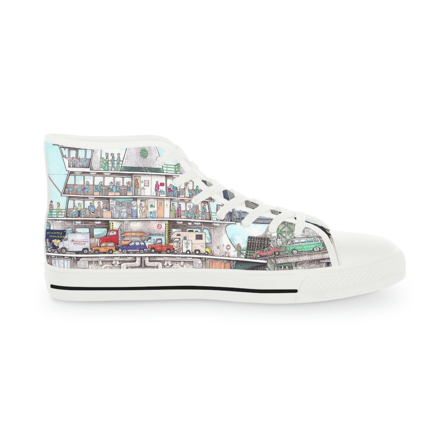 Men's High Top Sneakers ... WADOT ... Washington State Ferries ... 'And-A-Classic Of Old' ...