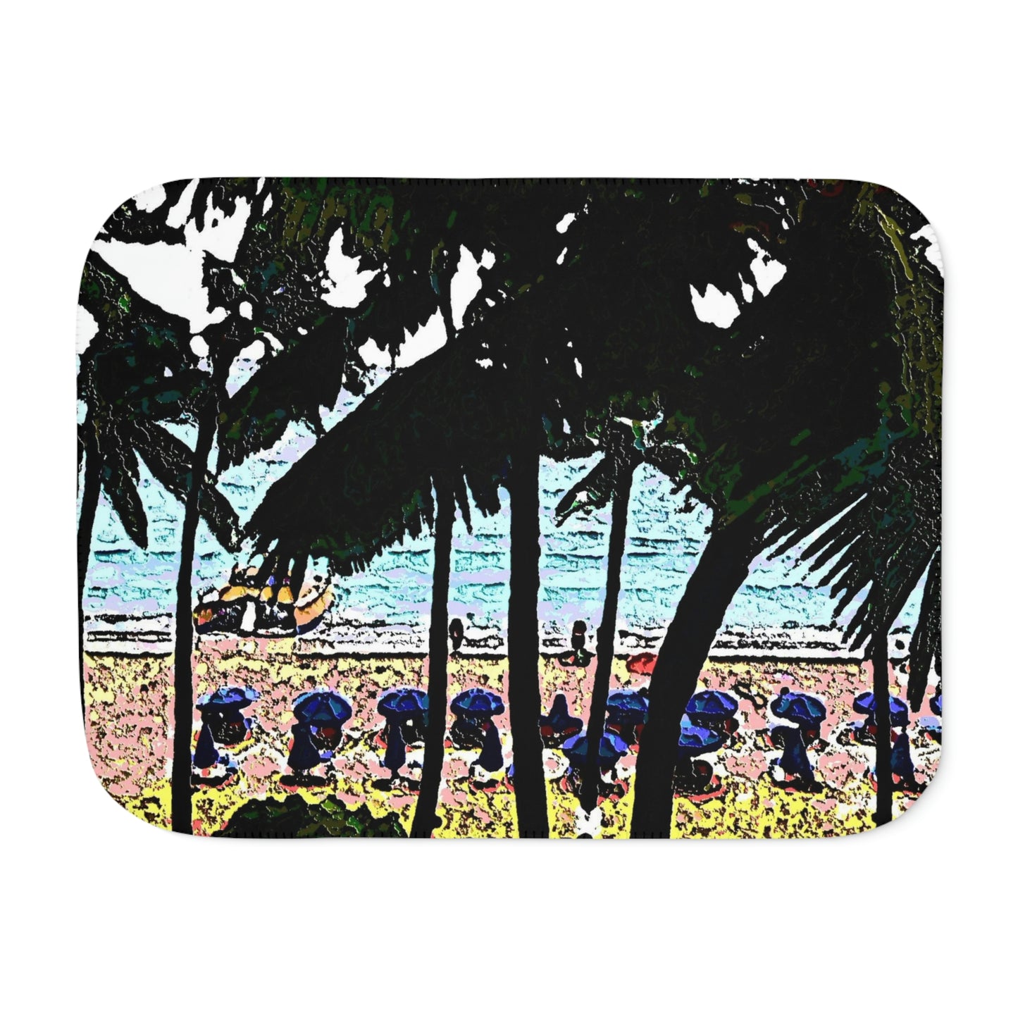 Sherpa Blanket, Two Colors ... "A Beautiful Beach Amongst The Palms" ... The Outrigger Waikiki, Honolulu, Oahu ... Original Works ...