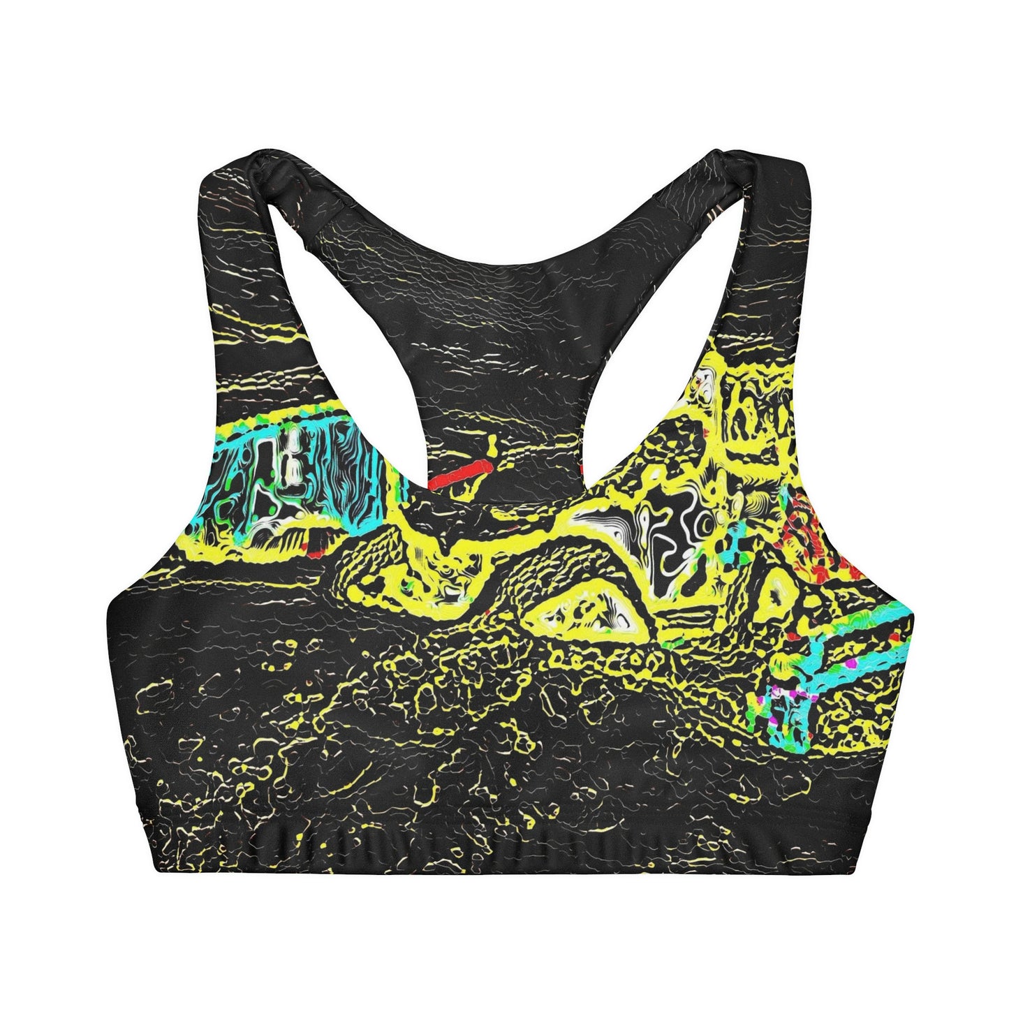 Girls' Double Lined Seamless Sports Bra (AOP) ... "Snow Vehicle In Snow Storm At-Rest" ... Circa 12Mar23 ... Central Idaho ... 18-Hours Rendering Time: Original Works ...