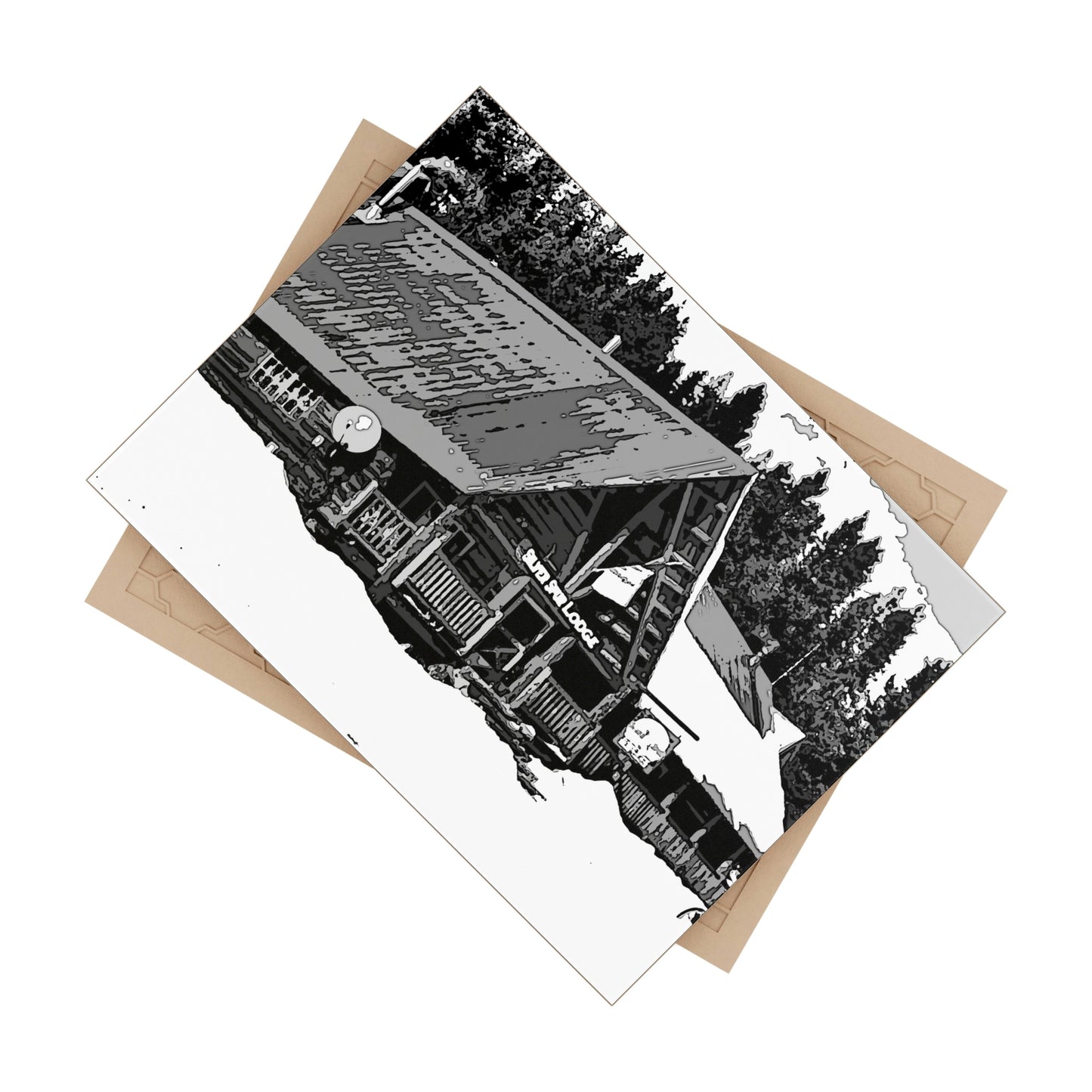 Ceramic Photo Tile ... A Beautiful Lodge & Back-Country Outfitter In A Mountain Town ... 'Dixie, Idaho, November 2022' ... Original Works ...
