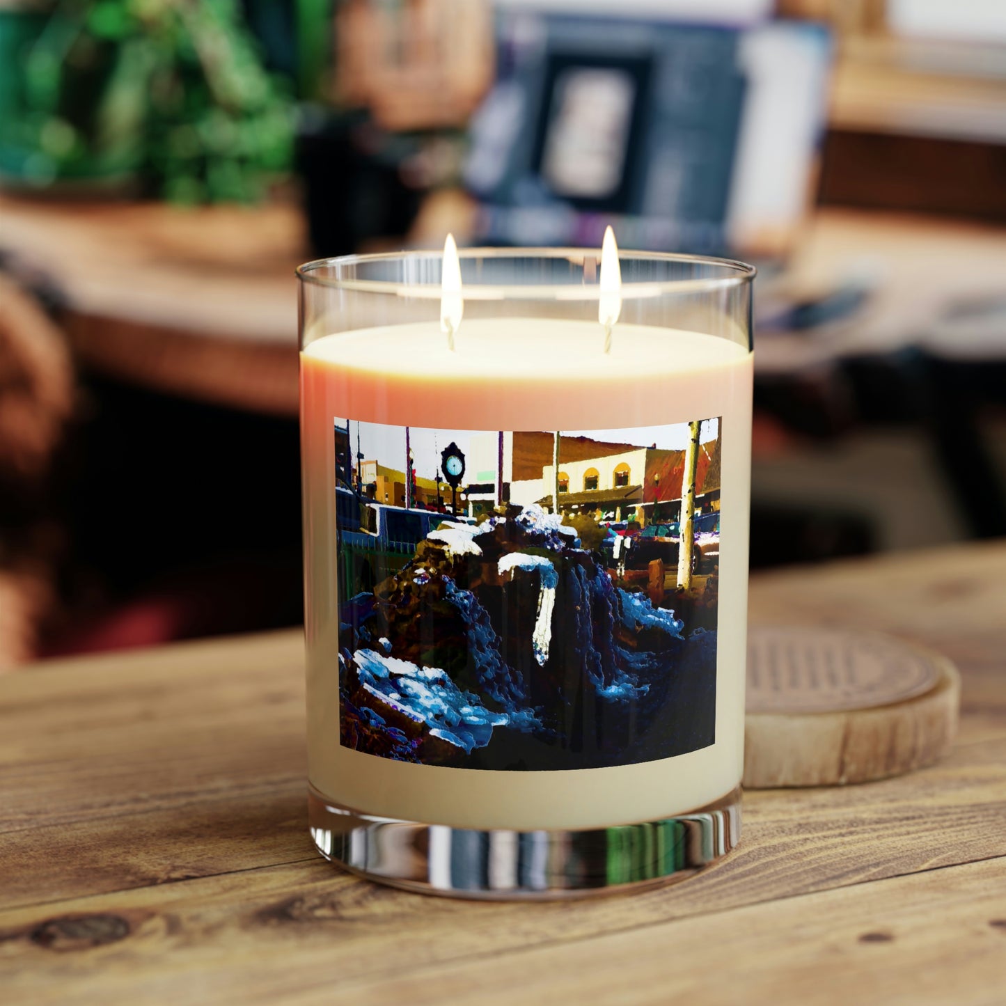 Scented Candle - Full Glass, 11oz ...  "Ice & Water Sculpted" ... Downtown Grangeville, Idaho ... Adjacent To Irwin Pharmacy ... 5Jan23 ... Original Works ...
