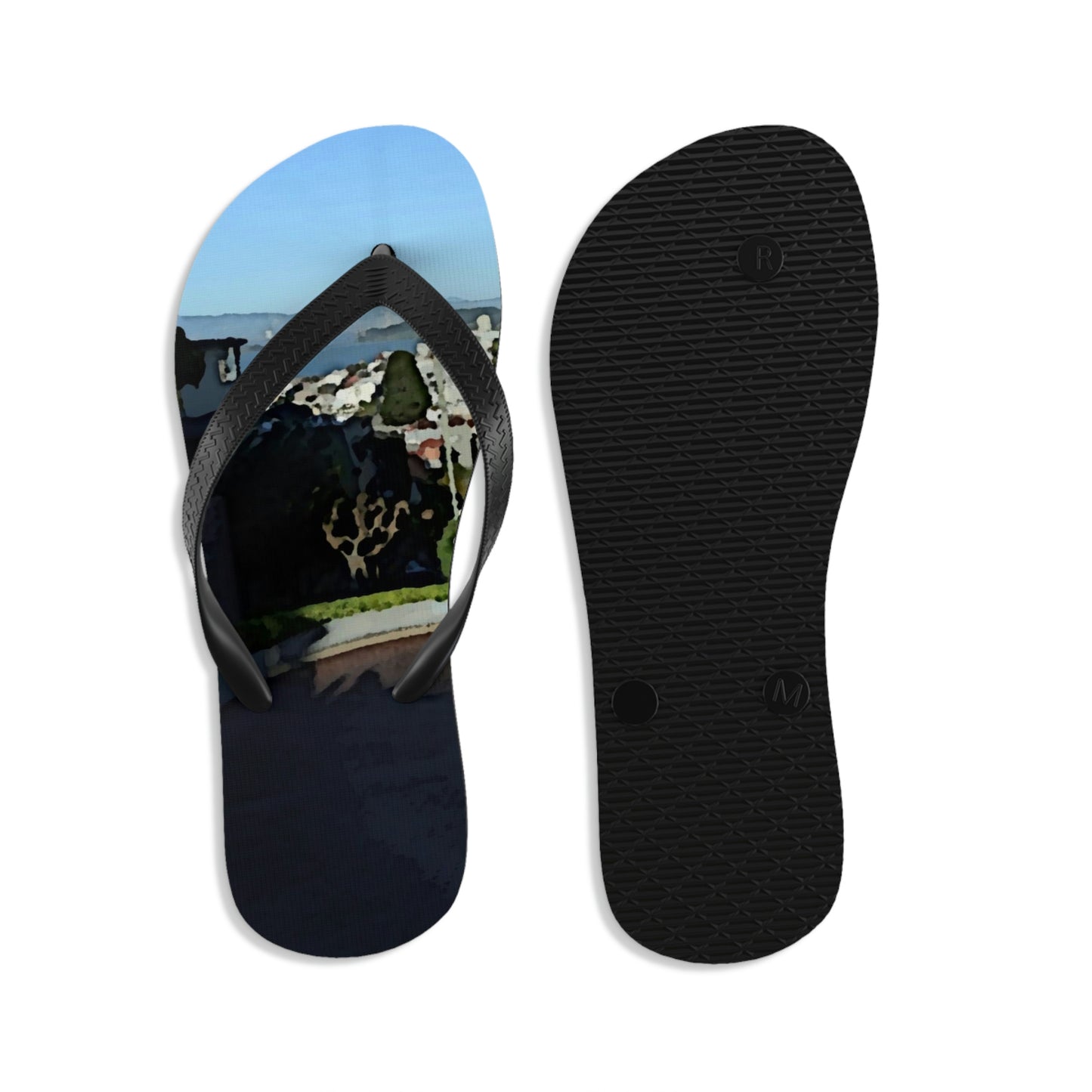 Unisex Flip-Flops  ... "Lombard Street San Francisco, CA, USA" ... Family Archives 1970's ... Original Works ...