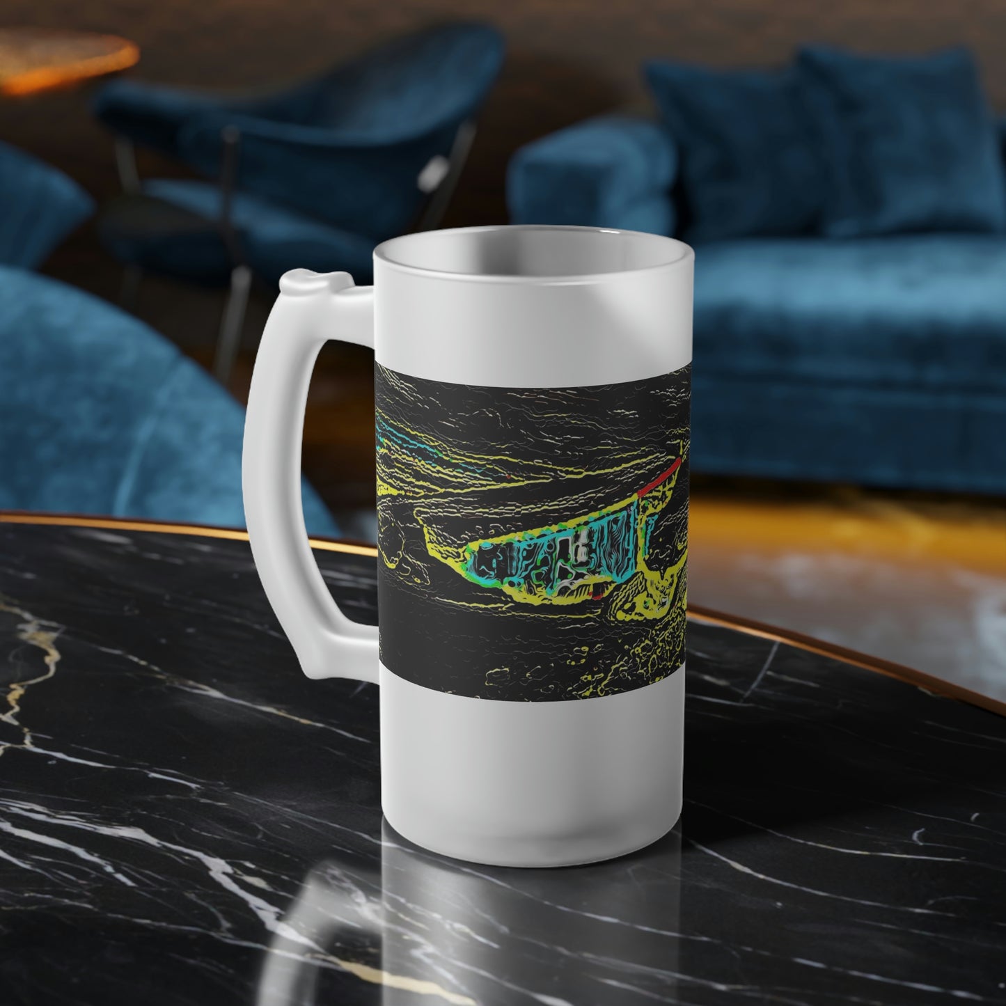 Frosted Glass Beer Mug ... "Snow Vehicle In Snow Storm At-Rest" ... Circa 12Mar23 ... Central Idaho ... 18-Hours Rendering Time: Original Works ...