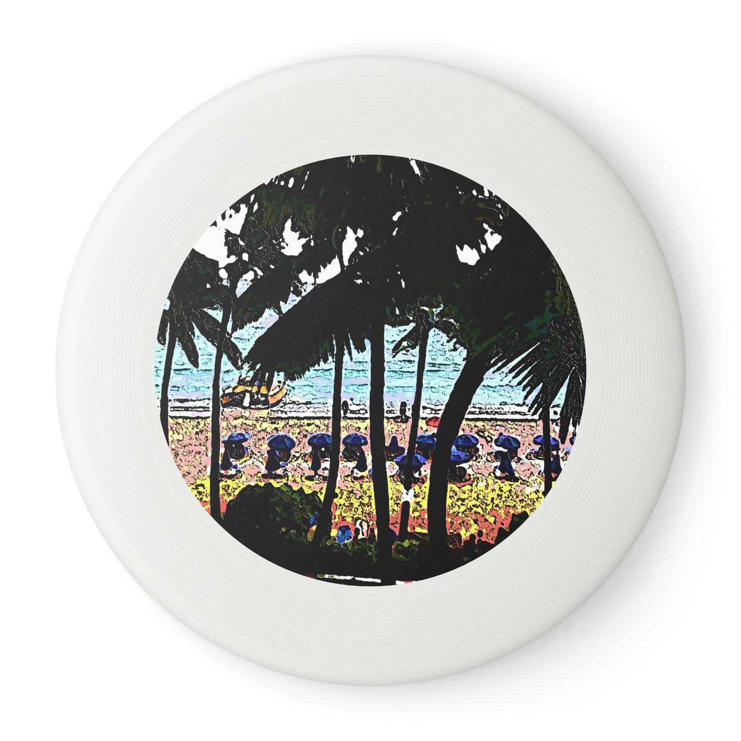 Wham-O Frisbee ...  "A Beautiful Beach Amongst The Palms" ... The Outrigger Waikiki, Honolulu, Oahu ... Original Works ...