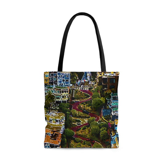 AOP Tote Bag ... A Crazy Street ... 'Eight Winding Curve-Switchbacks' ... "Lombard Street, San Francisco, CA' ... Family Archives: 1970's ... Original Works ...