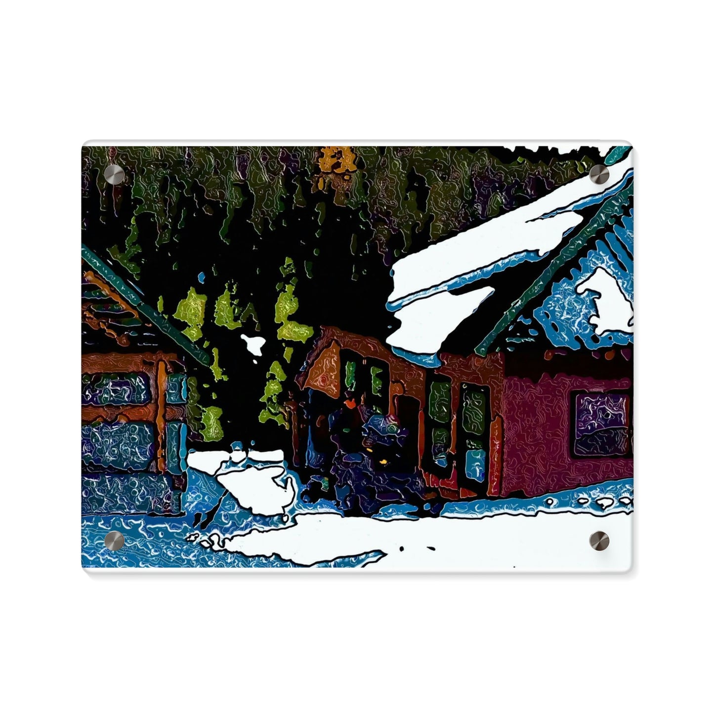 Acrylic Wall Art Panels ... "A Rider Passeth-Through-It" ... Colors Galore & A Bit Of Impressionism ... Original Works. Winter 2021. Central Idaho. Rendering Time: 12 Hours ...