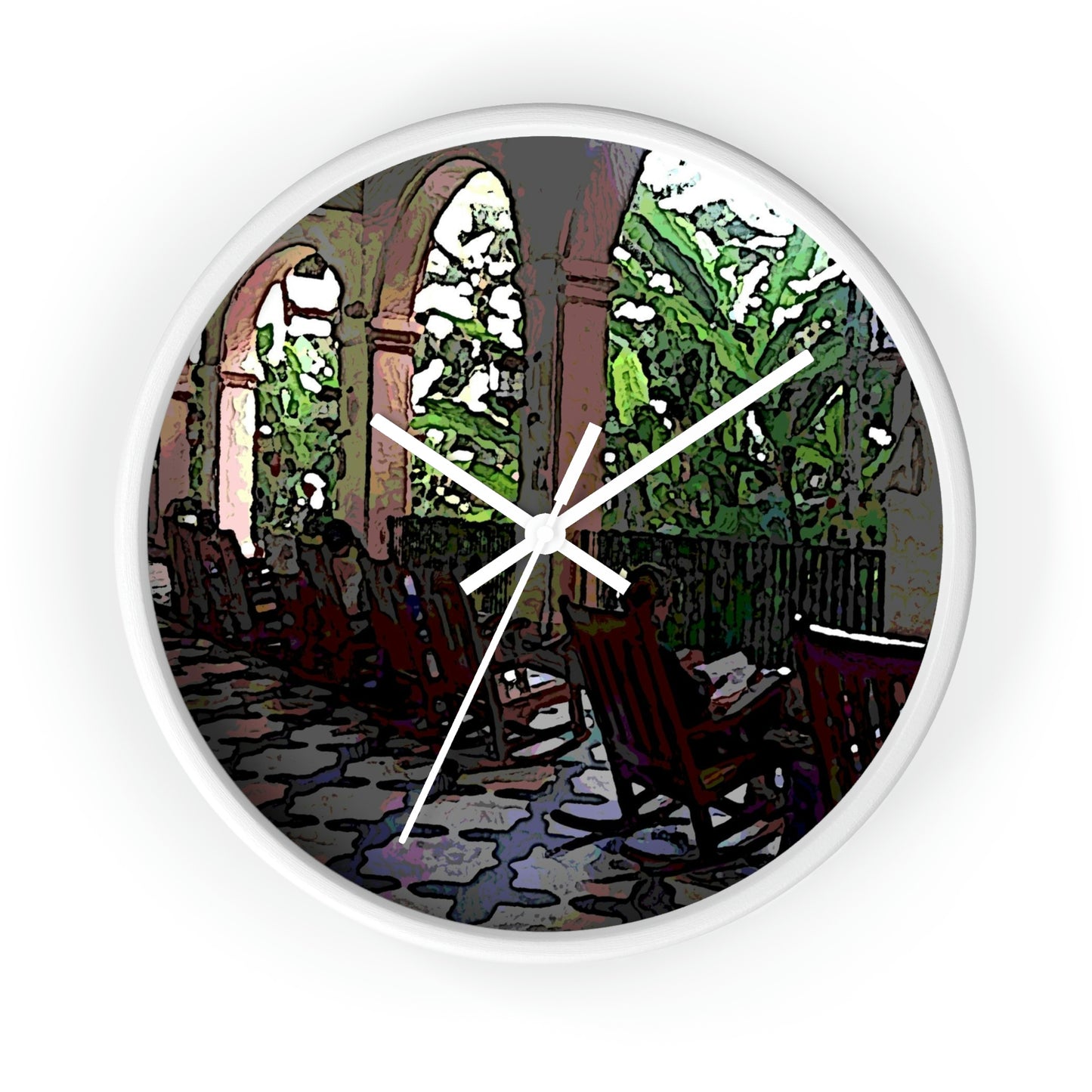 Wall clock ... Lanai & Rocking Chairs At: 'The Pink Palace' ... The Royal Hawai'ian ... Honolulu, HI ... '27Oct2014' ... Original Works ...