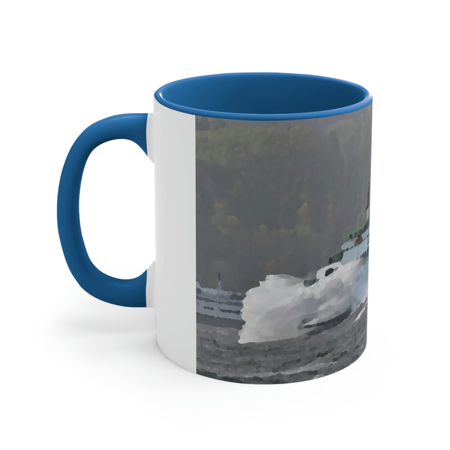 Accent Coffee Mug, 11oz ... WADOT Ferry Crossing ... "A Very Rough Day" ... Mulkiteo Route ... Family Archives ... Early 1990's' ... Original Works ...