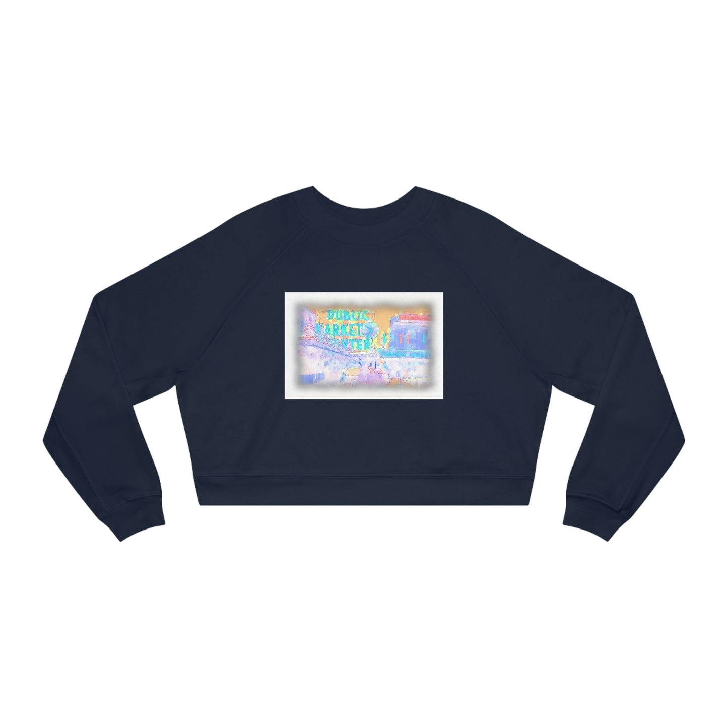 Women's Cropped Fleece Pullover ... PPM: Pike Place Market ... "Enjoying That Wrold Famous Hot Cup Of Maket Spice Tea" ...