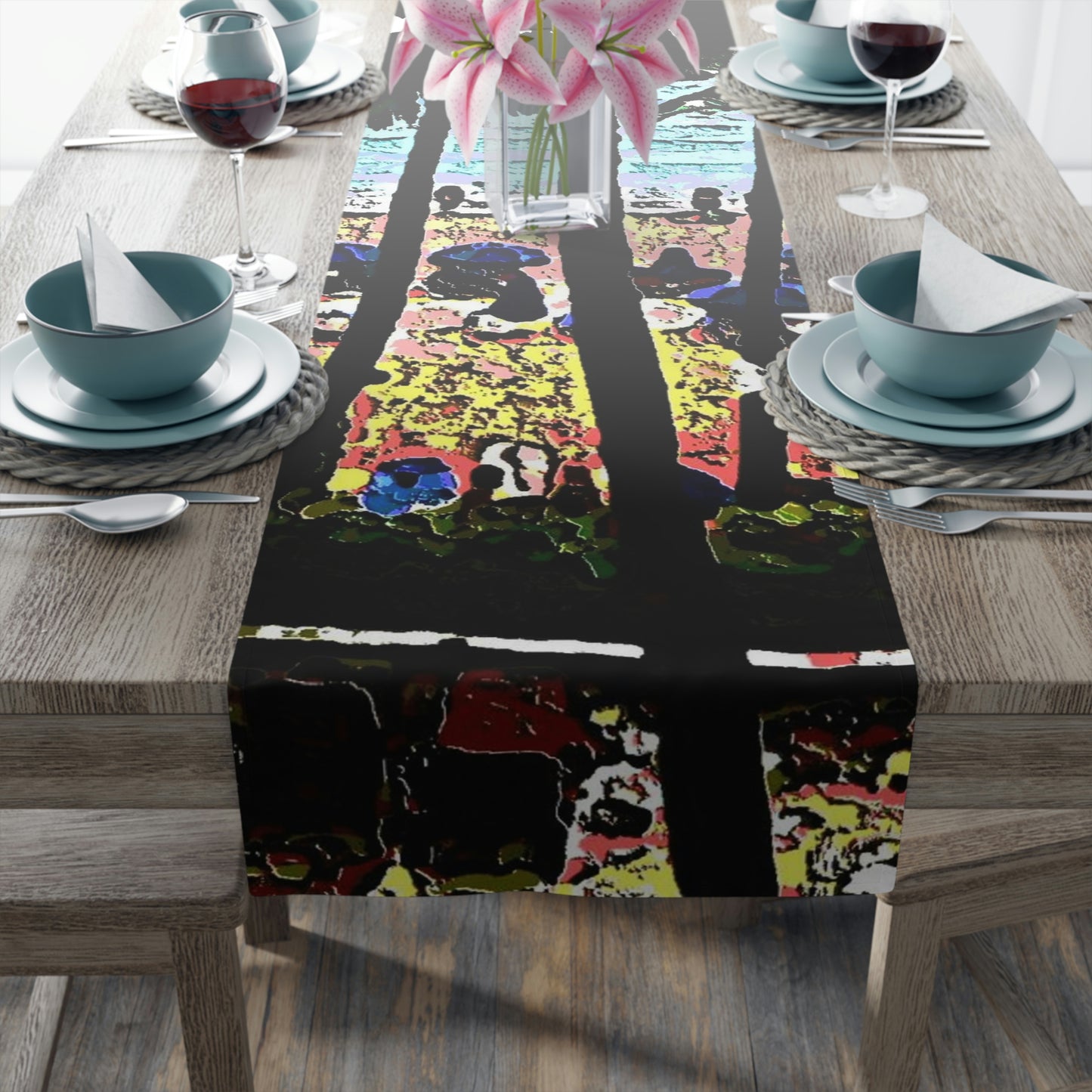 Table Runner (Cotton, Poly) ... "A Beautiful Beach Amongst The Palms" ... The Outrigger Waikiki, Honolulu, Oahu ... Original Works ...
