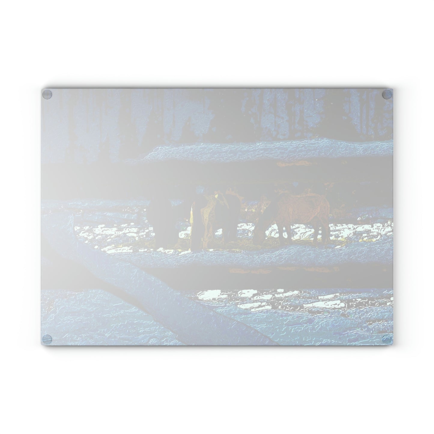 Glass Cutting Board ...  A Horse ... A Saddle ...  Foraging Through The Snow ...  An_Asses 'Cry' ... Central Idaho, November 2022 ...  Original Works ..