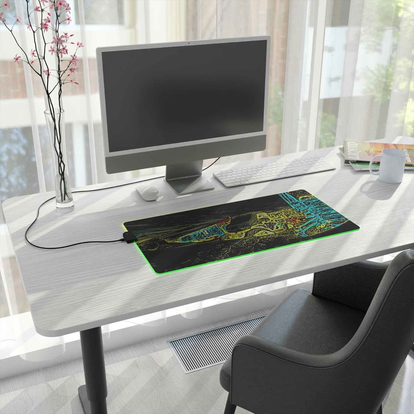 LED Gaming Mouse Pad ... "Snow Vehicle In Snow Storm At-Rest" ... Circa 12Mar23 ... Central Idaho ... 18-Hours Rendering Time: Original Works ...