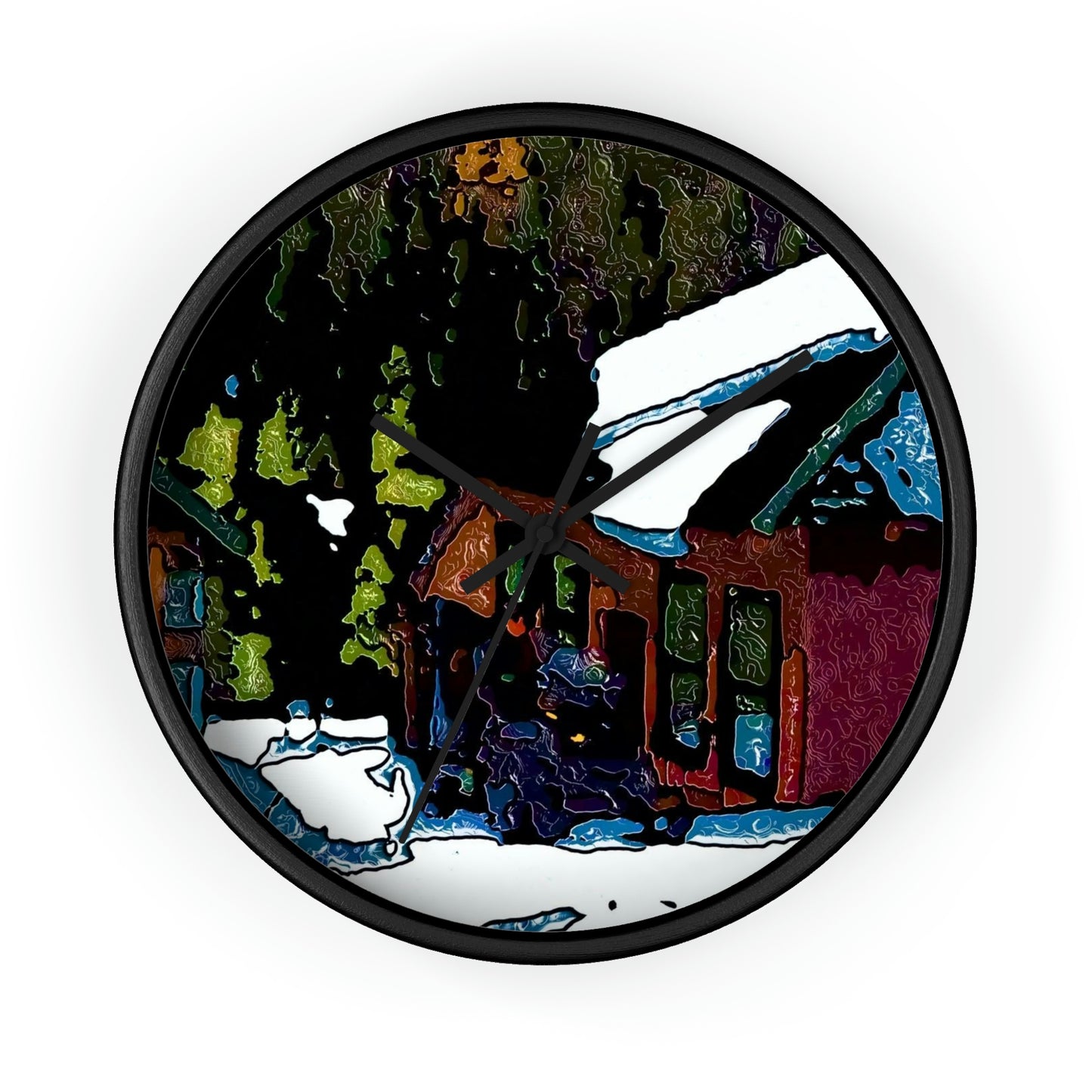 Wall clock ... "A Rider Passeth-Through-It" ... Colors Galore & A Bit Of Impressionism ... Original Works. Winter 2021. Central Idaho. Rendering Time: 12 Hours ...