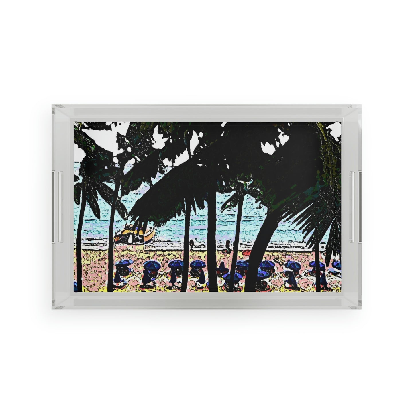 Acrylic Serving Tray ... "A Beautiful Beach Amongst The Palms" ... The Outrigger Waikiki, Honolulu, Oahu ... Original Works ...