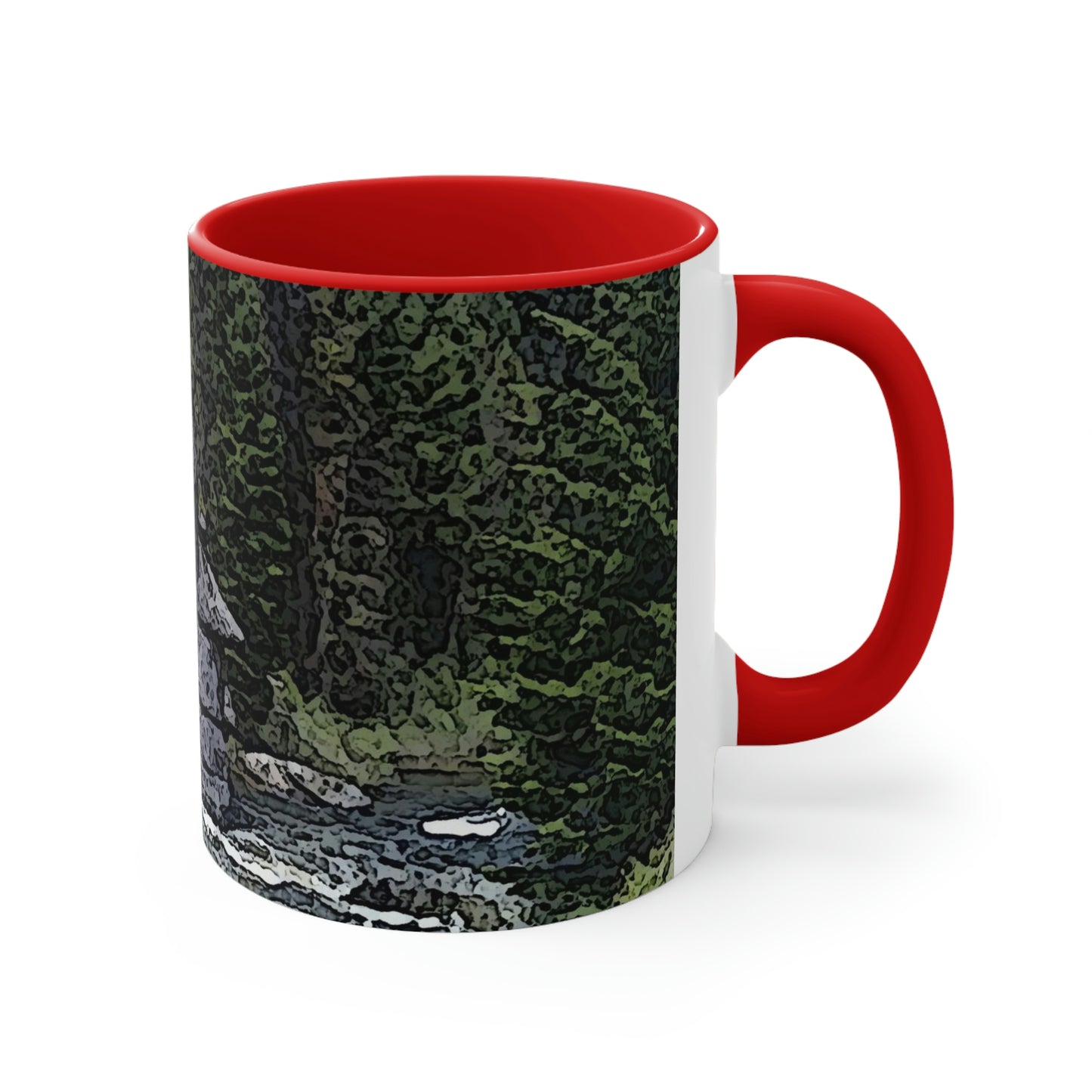 Accent Coffee Mug, 11oz ..."I Am Innocent" ... Tricky-Dick Immortalized ... Nixon Rock: Along The River ... Central Idaho, Summer 2020 ... Original Works ...