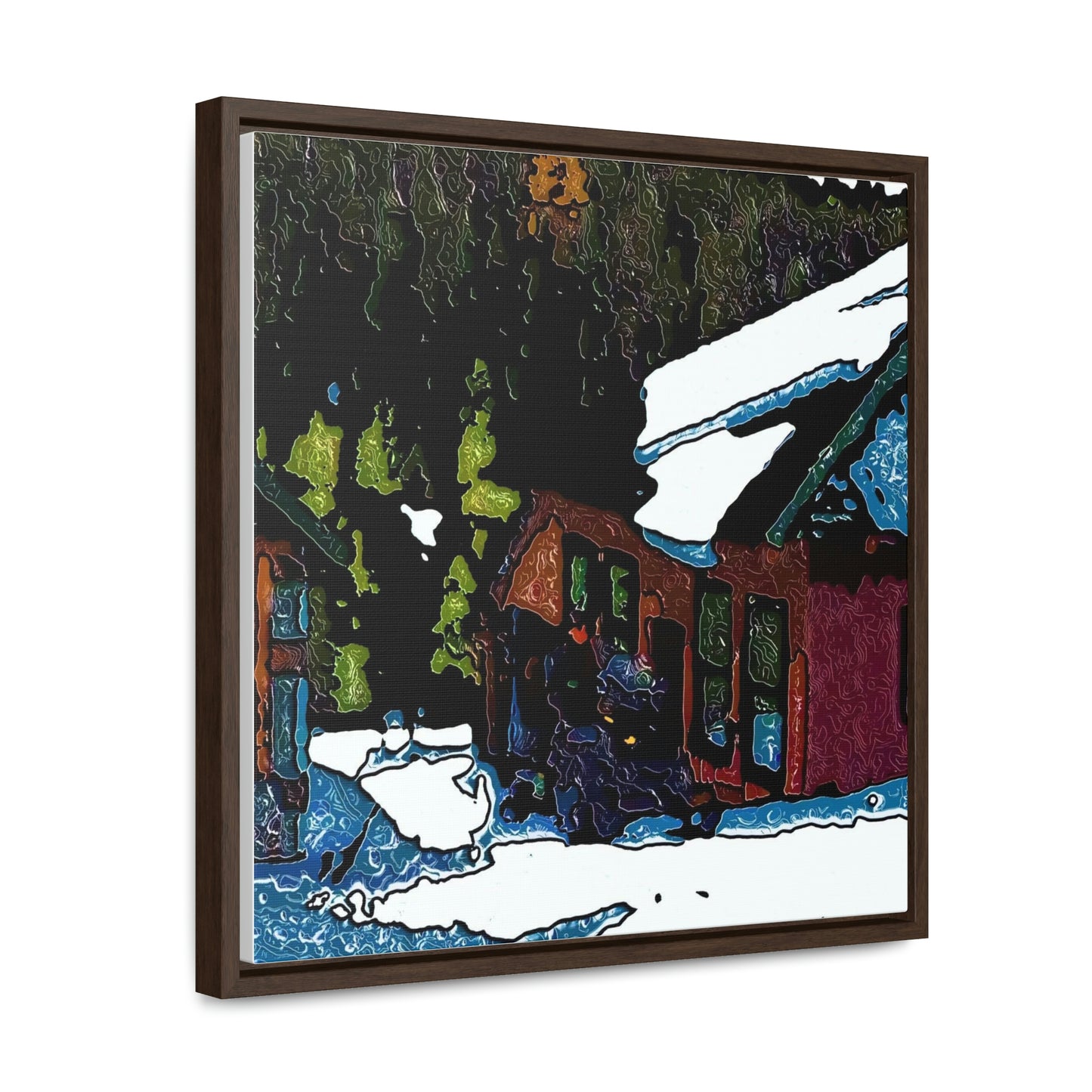Gallery Canvas Wraps, Square Frame ... "A Rider Passeth-Through-It" ... Colors Galore & A Bit Of Impressionism ... Original Works. Winter 2021. Central Idaho. Rendering Time: 12 Hours ...