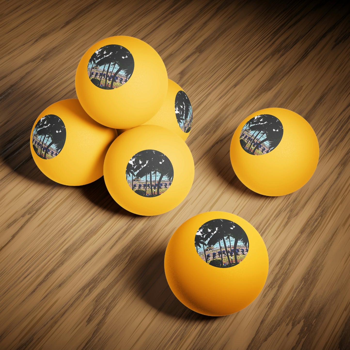 Ping Pong Balls, 6 pcs ... "A Beautiful Beach Amongst The Palms" ... The Outrigger Waikiki, Honolulu, Oahu ... Original Works ...