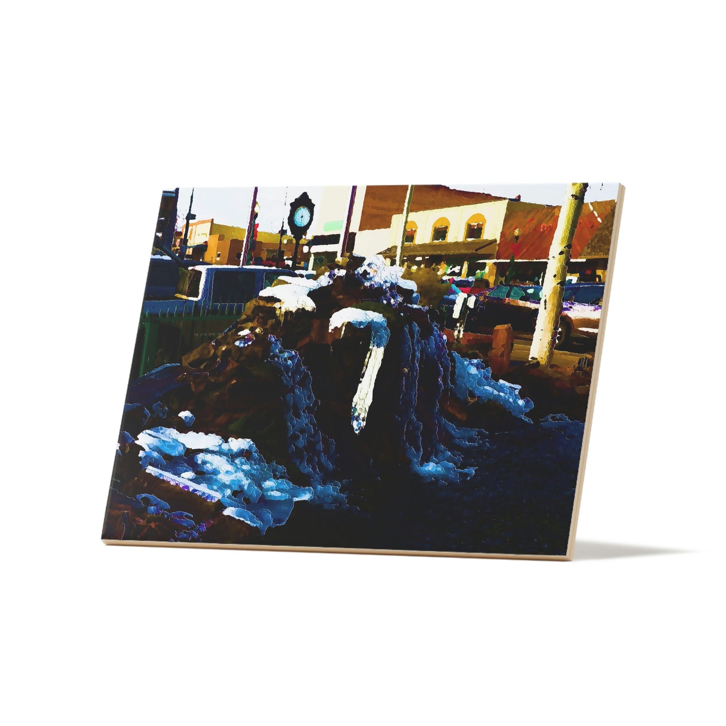Ceramic Photo Tile ...  "Ice & Water Sculpted" ... Downtown Grangeville, Idaho ... Adjacent To Irwin Pharmacy ... 5Jan23 ... Original Works ...