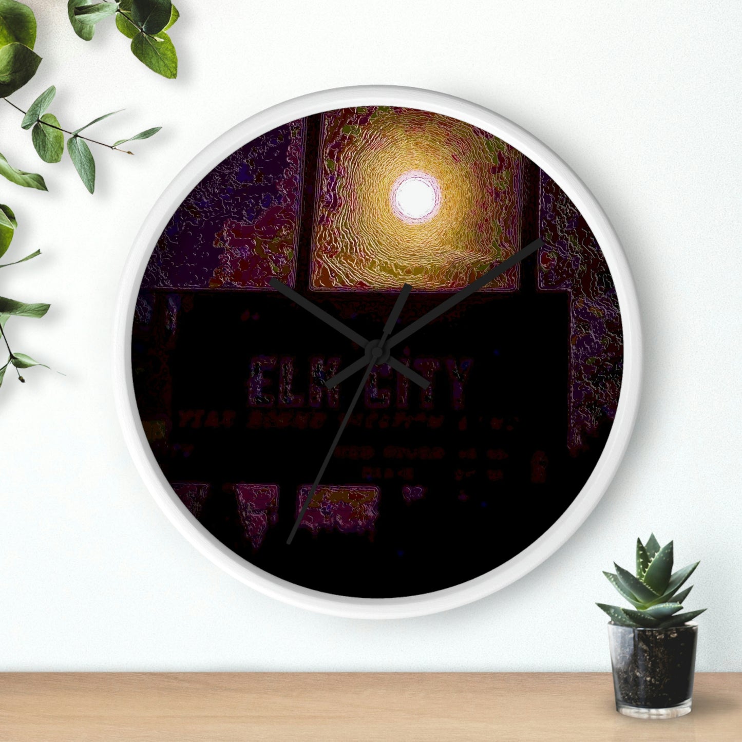Wall clock ... Car Approaches From The Stern ... Moon Ascendary From The Bow ... "Two Friendly Travellers On A Cold Night Near Elk City" ... C