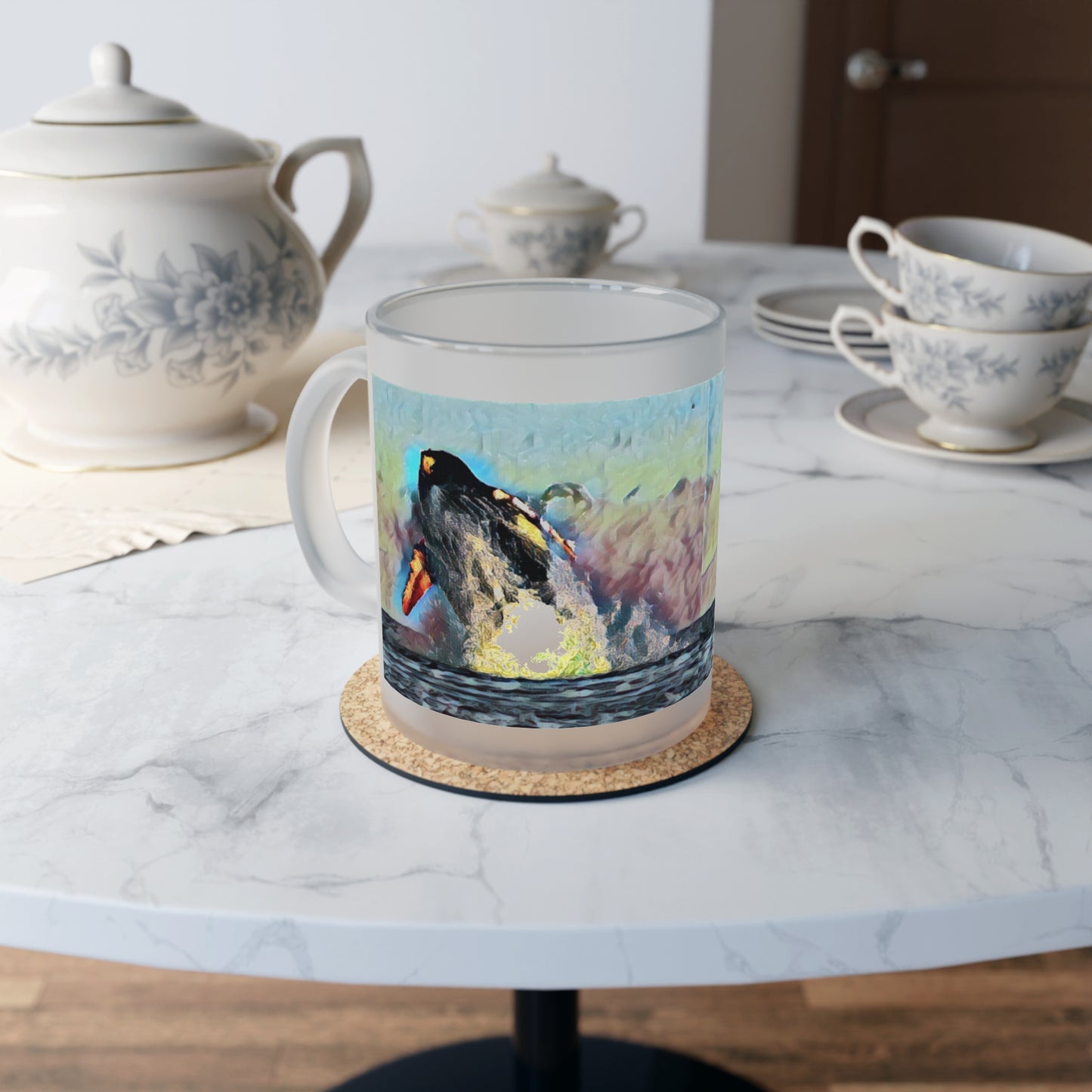 Frosted Glass Mug ... An Extraordinary Humpback Breach ... 'With Explosive Energy' ... Family Archives (KPH) ... Circa: 21st Century. Maui, HI ... Original Works ...