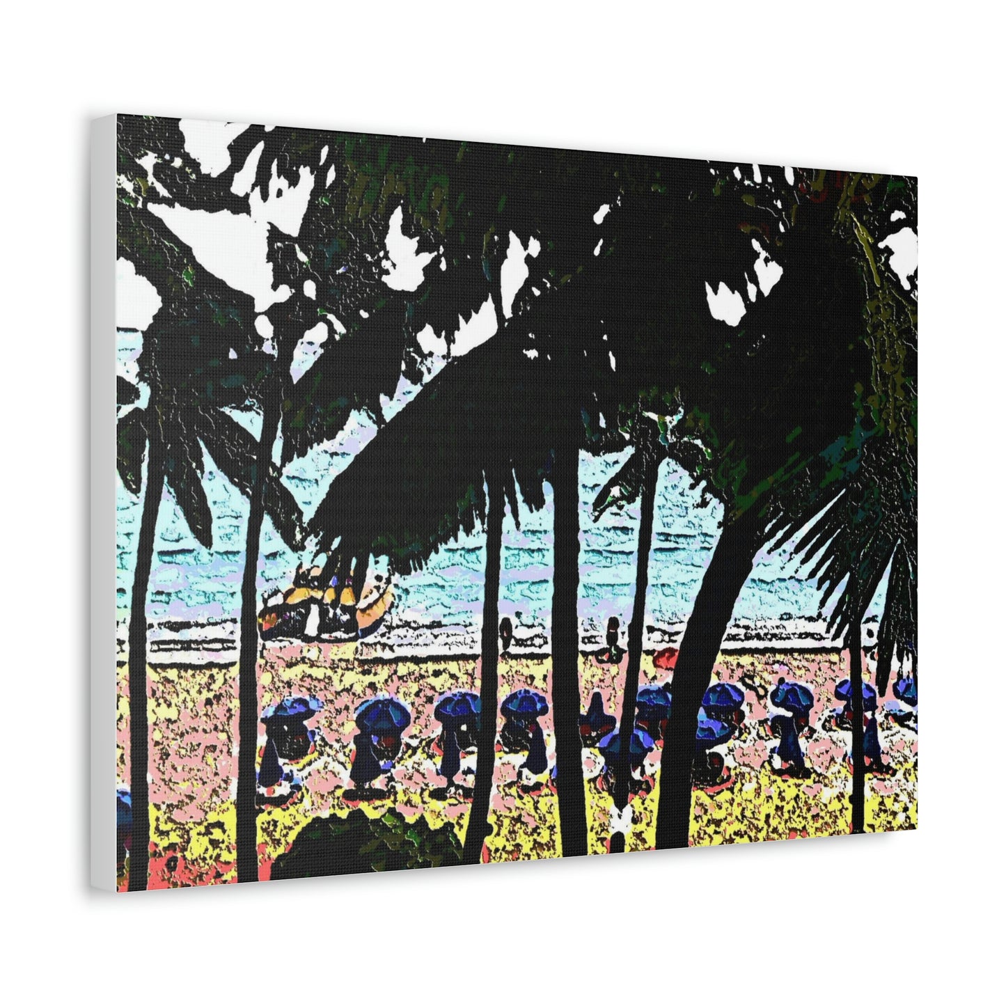Satin Canvas, Stretched ... "A Beautiful Beach Amongst The Palms" ... The Outrigger Waikiki, Honolulu, Oahu ... Original Works ...
