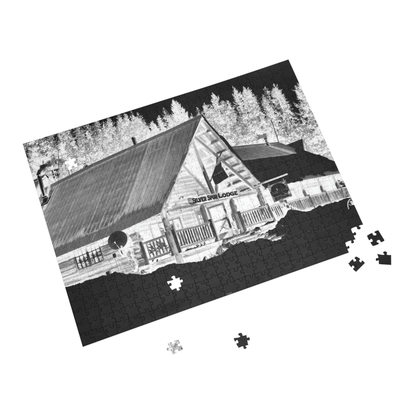 Puzzle (96, 252, 500, 1000-Piece) ... A Beautiful Lodge & Back-Country Outfitter In A Mountain Town ... 'Dixie, Idaho, November 2022' ... Original Works ...