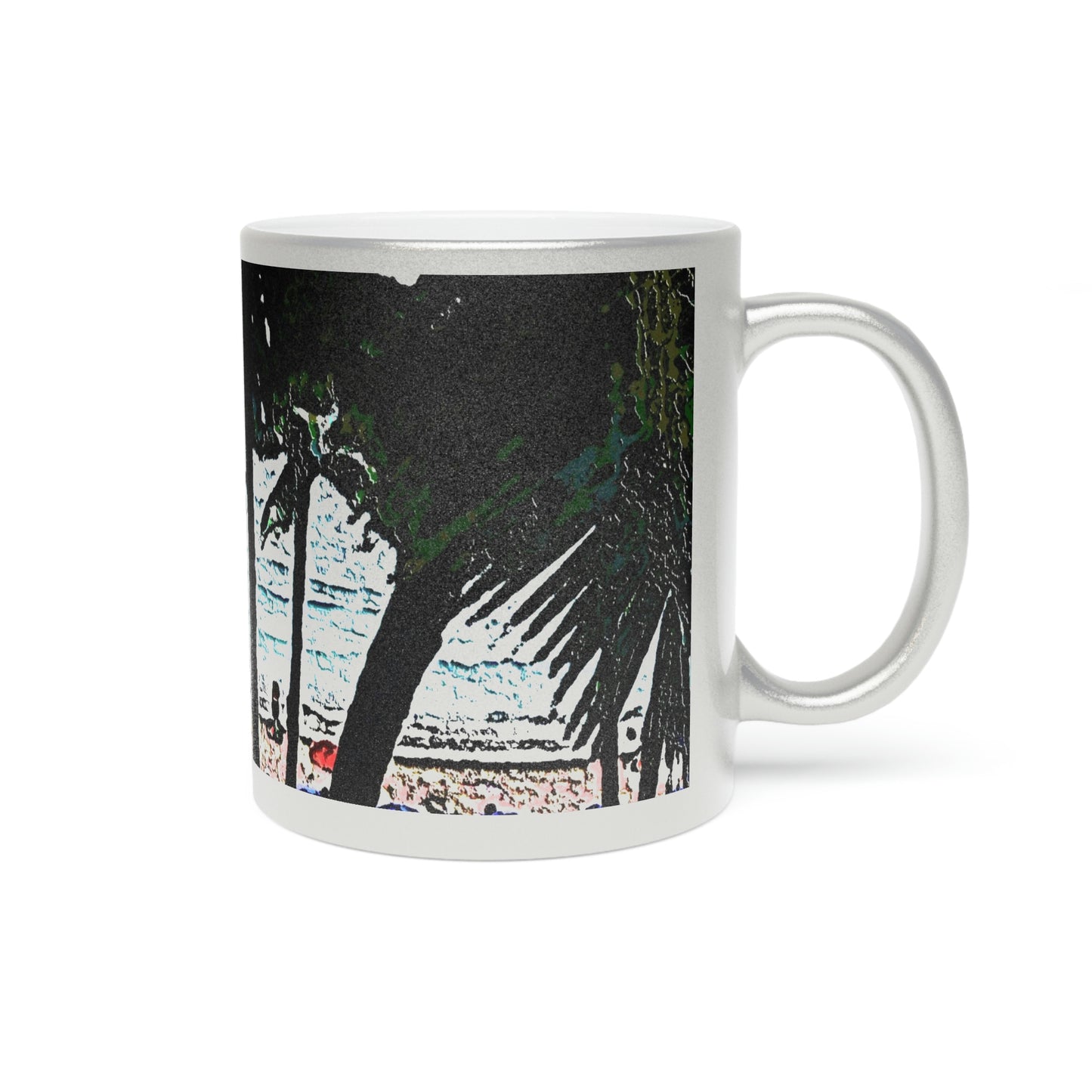 Metallic Mug (Silver\Gold) ... "A Beautiful Beach Amongst The Palms" ... The Outrigger Waikiki, Honolulu, Oahu ... Original Works ...