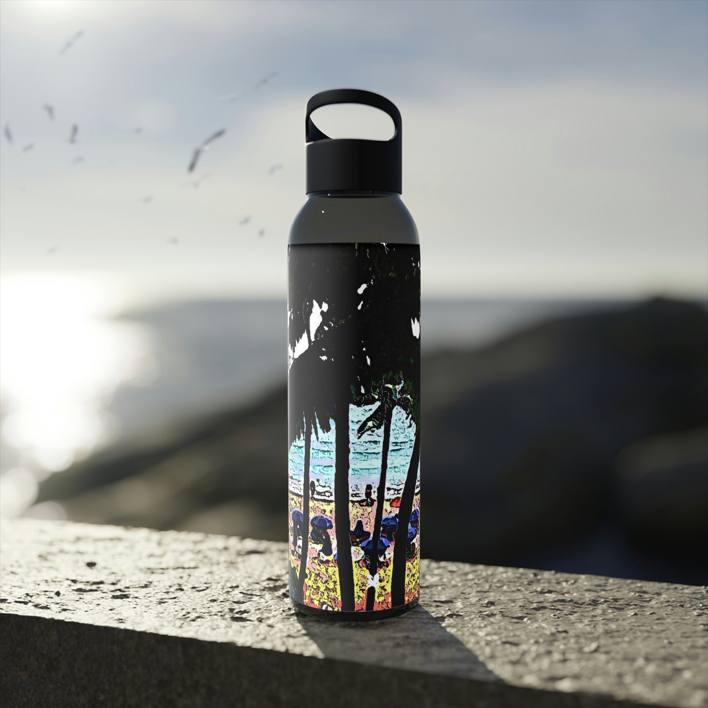 Sky Water Bottle ... "A Beautiful Beach Amongst The Palms" ... The Outrigger Waikiki, Honolulu, Oahu ... Original Works ...