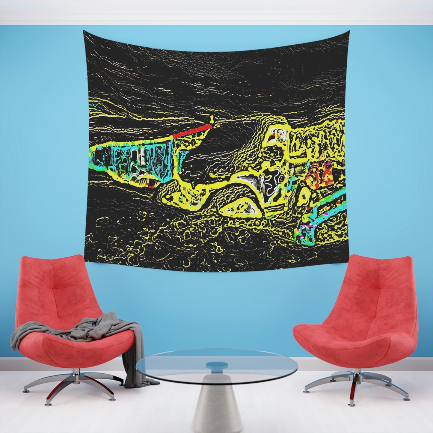 Printed Wall Tapestry ... "Snow Vehicle In Snow Storm At-Rest" ... Circa 12Mar23 ... Central Idaho ... 18-Hours Rendering Time: Original Works ...
