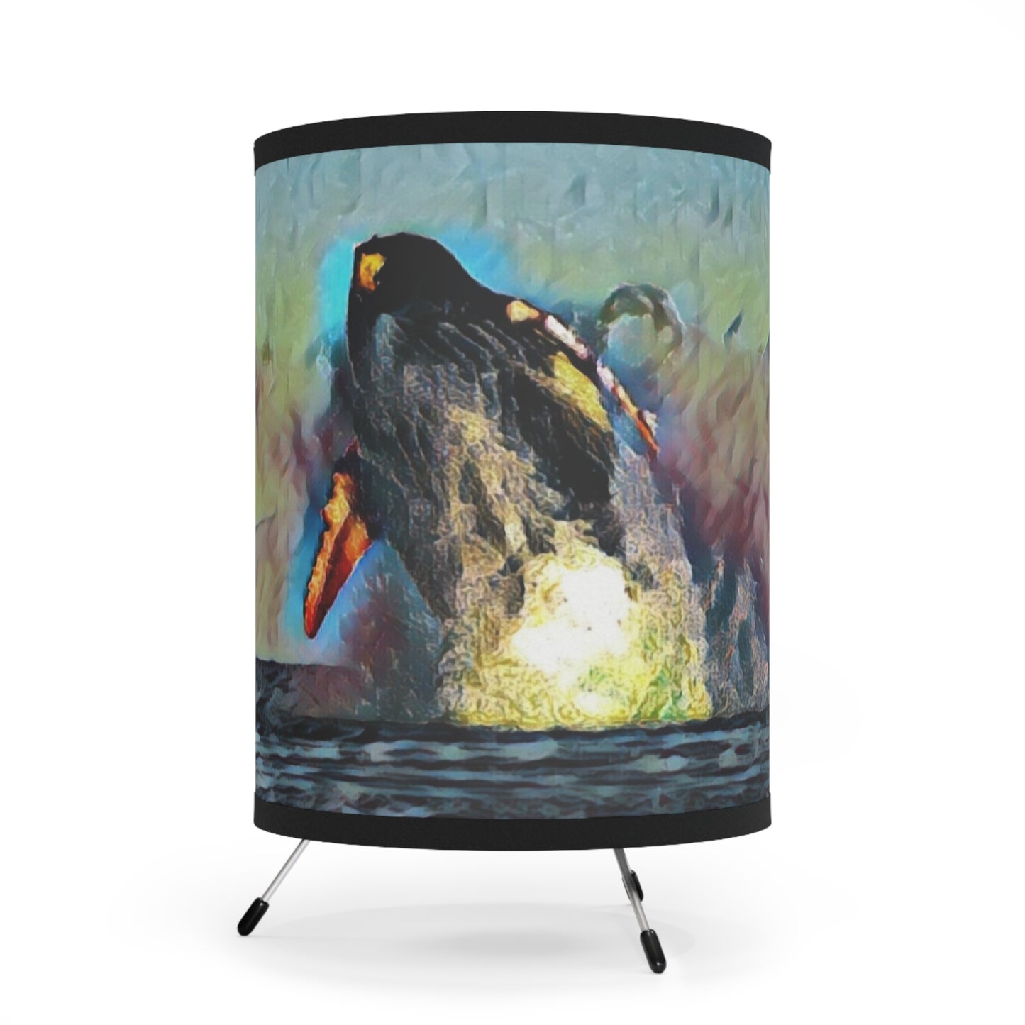 Tripod Lamp with High-Res Printed Shade, US\CA plug ... An Extraordinary Humpback Breach ... 'With Explosive Energy' ... Family Archives (KPH) ... Circa: 21st Century. Maui, HI ... Original Works ...