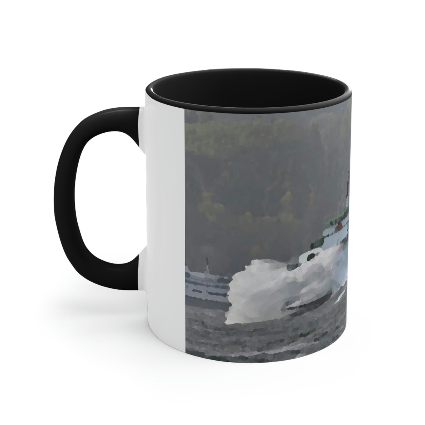 Accent Coffee Mug, 11oz ... WADOT Ferry Crossing ... "A Very Rough Day" ... Mulkiteo Route ... Family Archives ... Early 1990's' ... Original Works ...