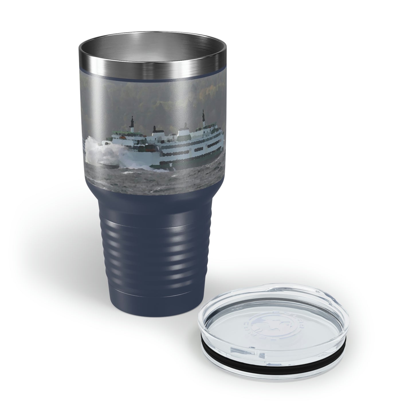 Ringneck Tumbler, 30oz ... WADOT Ferry Crossing ... "A Very Rough Day" ... Mulkiteo Route ... Family Archives ... Early 1990's' ... Original Works ...