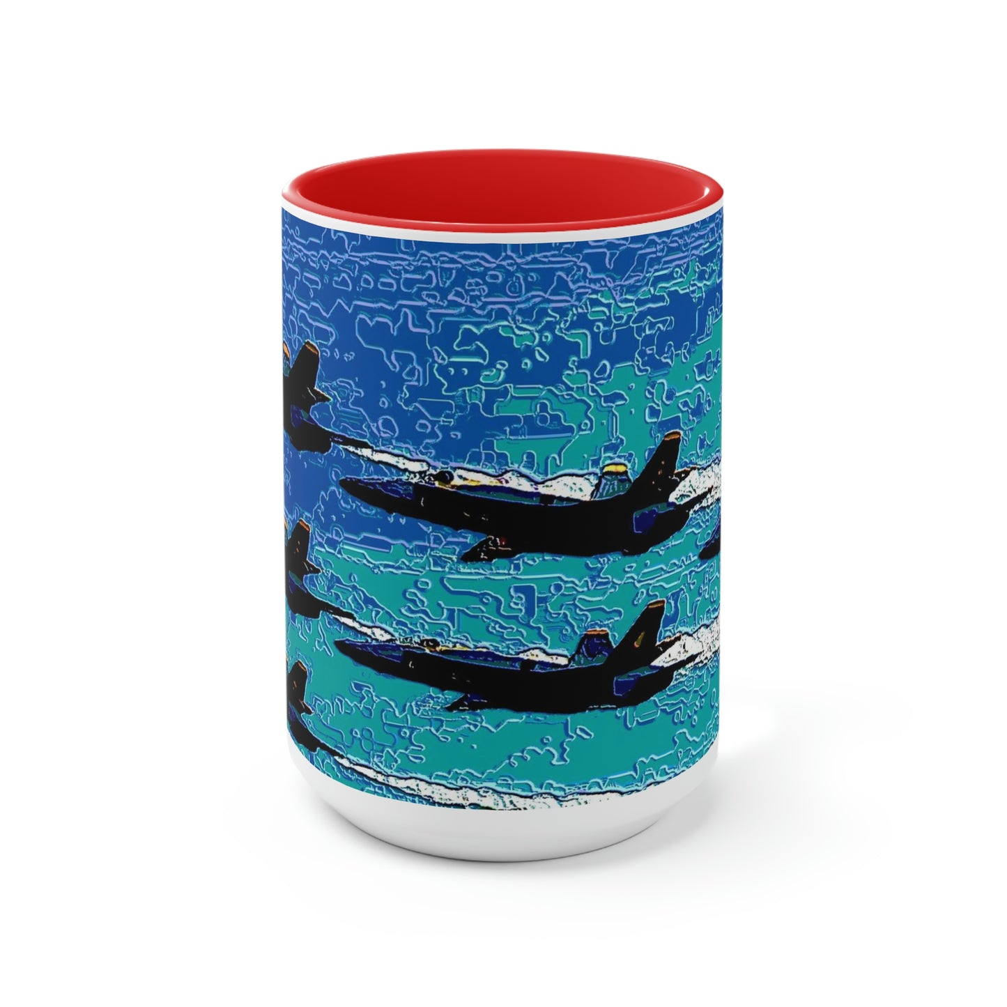 Two-Tone Coffee Mugs, 15oz ... Seattle Seafair ..."Blue Angels Run Over Lake Washington" ... Circa Mid 1980's ... Dr FJ Holt ... Original Works ...
