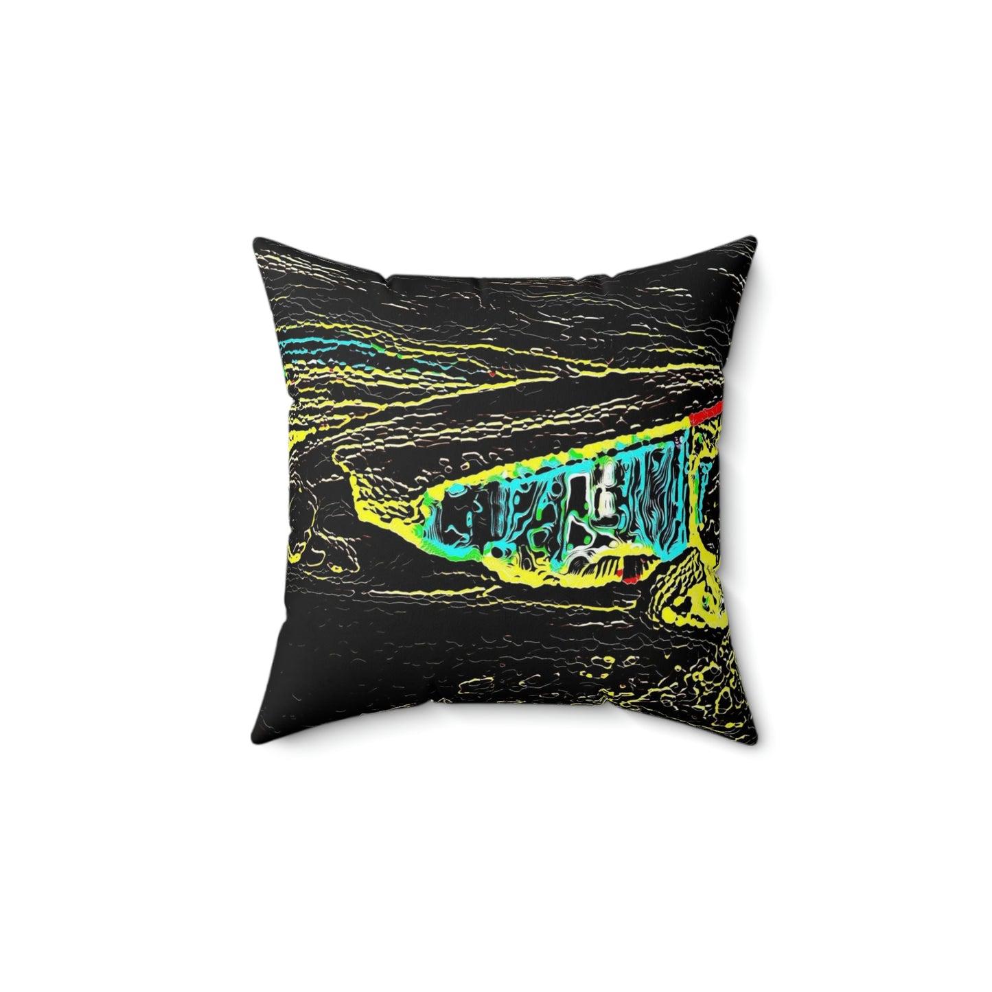 Spun Polyester Square Pillow ...  "Snow Vehicle In Snow Storm At-Rest" ... Circa 12Mar23 ... Central Idaho ... 18-Hours Rendering Time: Original Works ...