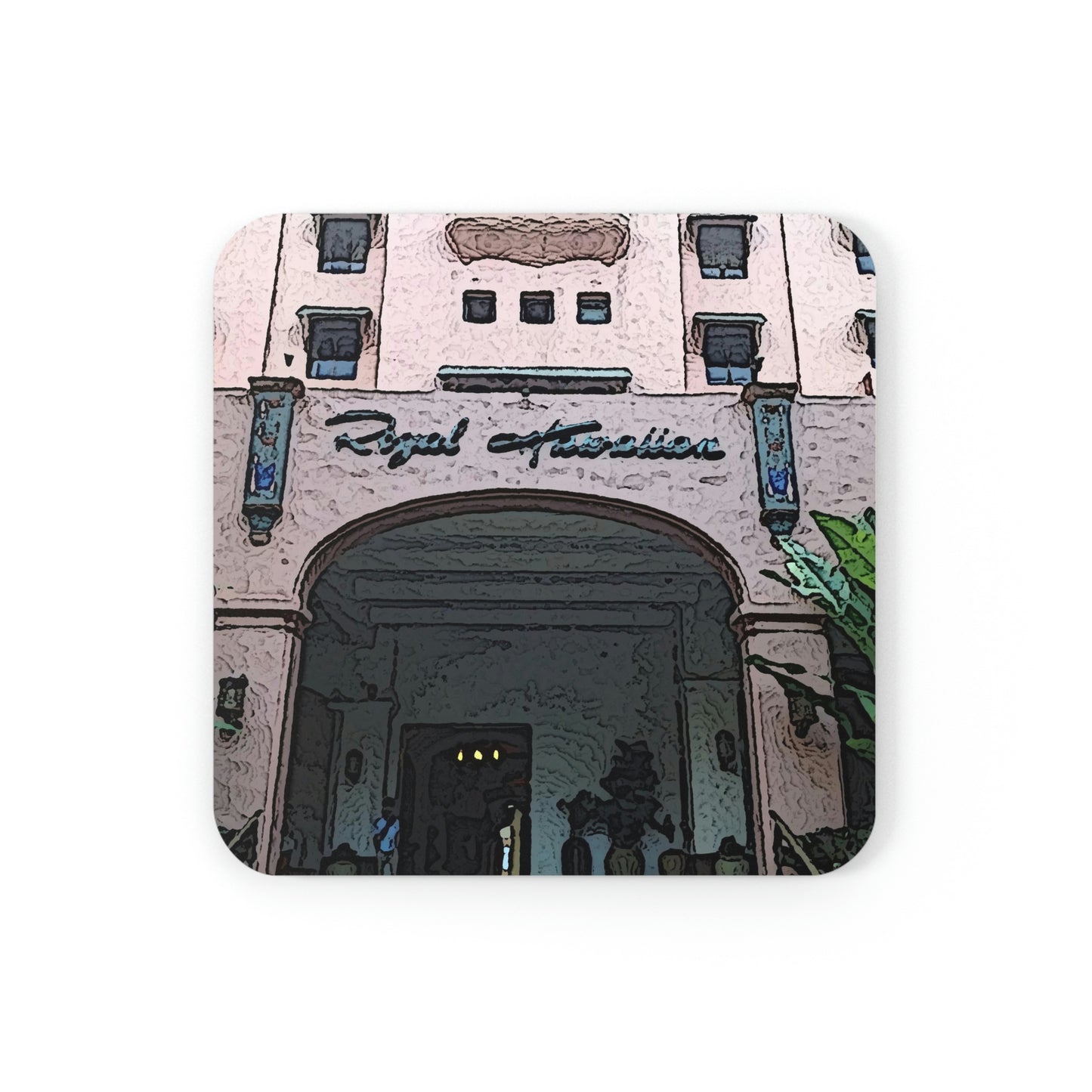 Cork Back Coaster ...  "La Grande Entree" At: 'The Pink Palace' ... The Royal Hawai'ian ... Honolulu, HI ... '27Oct2014' ... Original Works ...