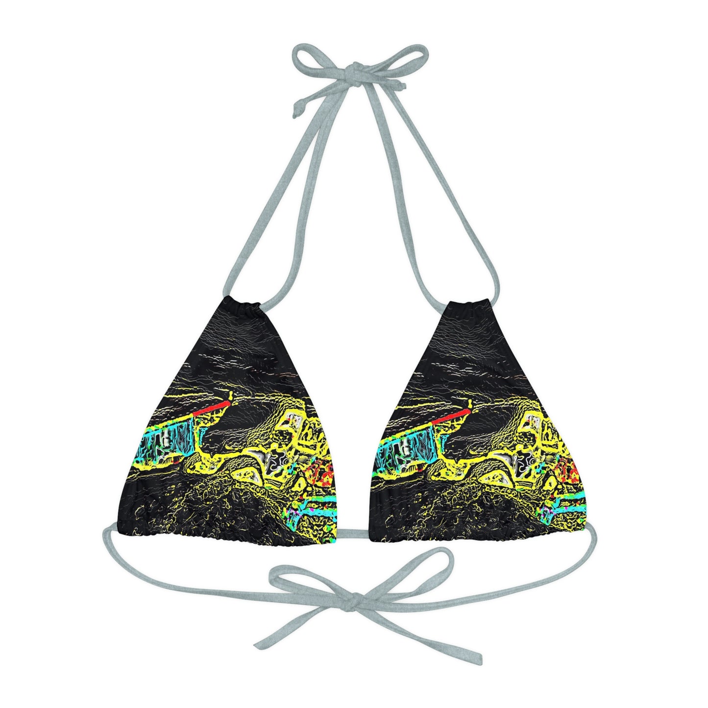 Strappy Triangle Bikini Top (AOP) ... "Snow Vehicle In Snow Storm At-Rest" ... Circa 12Mar23 ... Central Idaho ... 18-Hours Rendering Time: Original Works ...