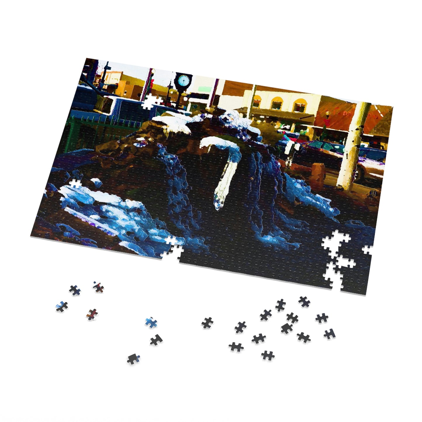 Jigsaw Puzzle (30, 110, 252, 500,1000-Piece) ...  "Ice & Water Sculpted" ... Downtown Grangeville, Idaho ... Adjacent To Irwin Pharmacy ... 5Jan23 ... Original Works ...