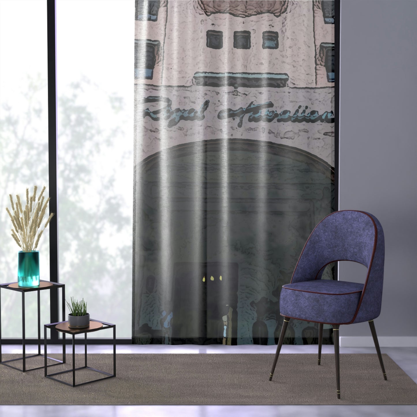 Window Curtain ...  "La Grande Entree" At: 'The Pink Palace' ... The Royal Hawai'ian ... Honolulu, HI ... '27Oct2014' ... Original Works ...