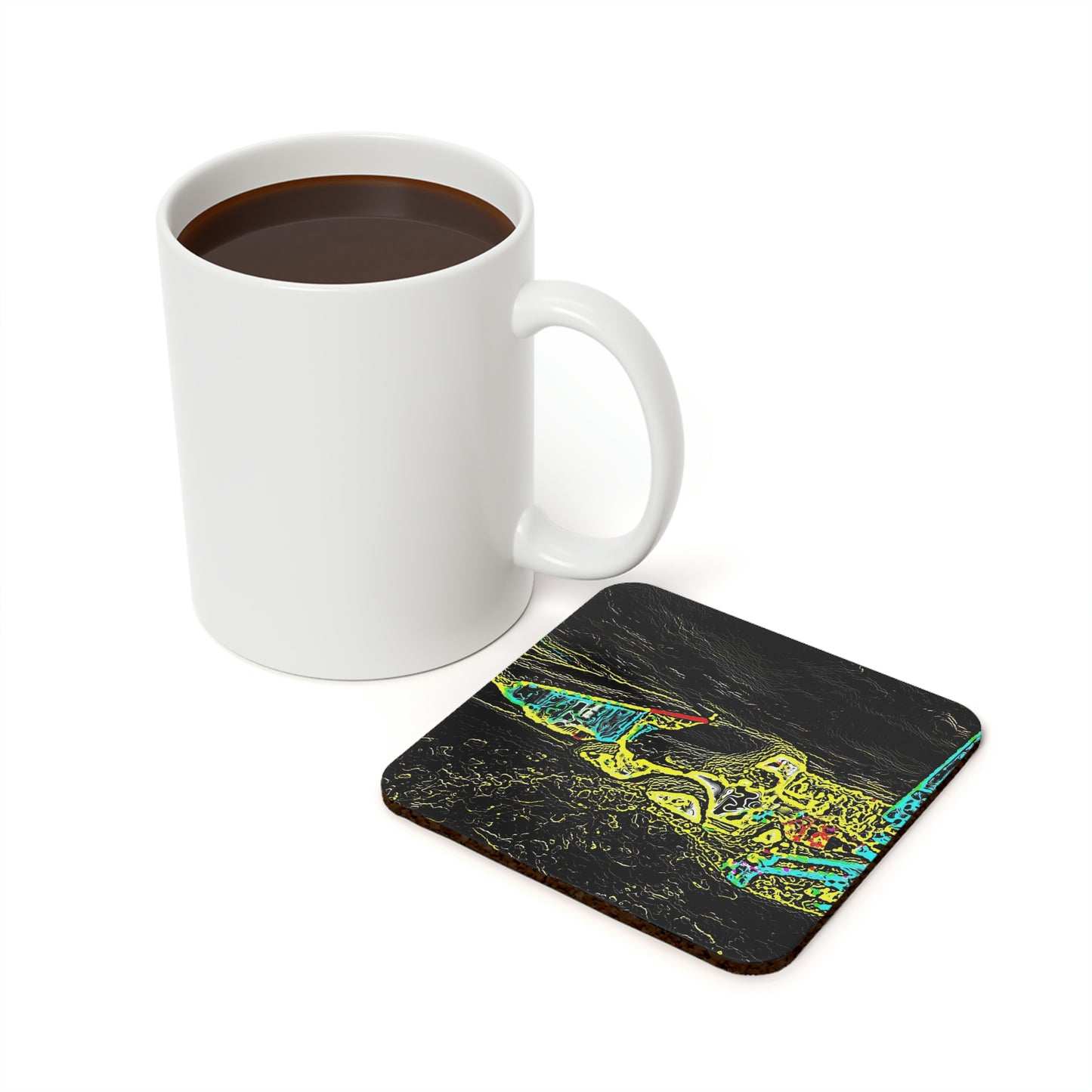 Cork Back Coaster ... "Snow Vehicle In Snow Storm At-Rest" ... Circa 12Mar23 ... Central Idaho ... 18-Hours Rendering Time: Original Works ...