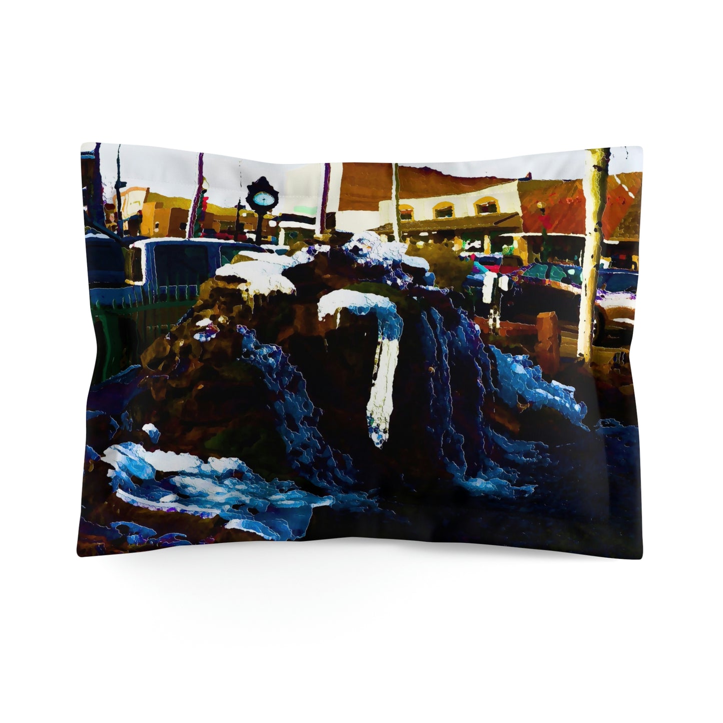 Microfiber Pillow Sham ...  "Ice & Water Sculpted" ... Downtown Grangeville, Idaho ... Adjacent To Irwin Pharmacy ... 5Jan23 ... Original Works ...