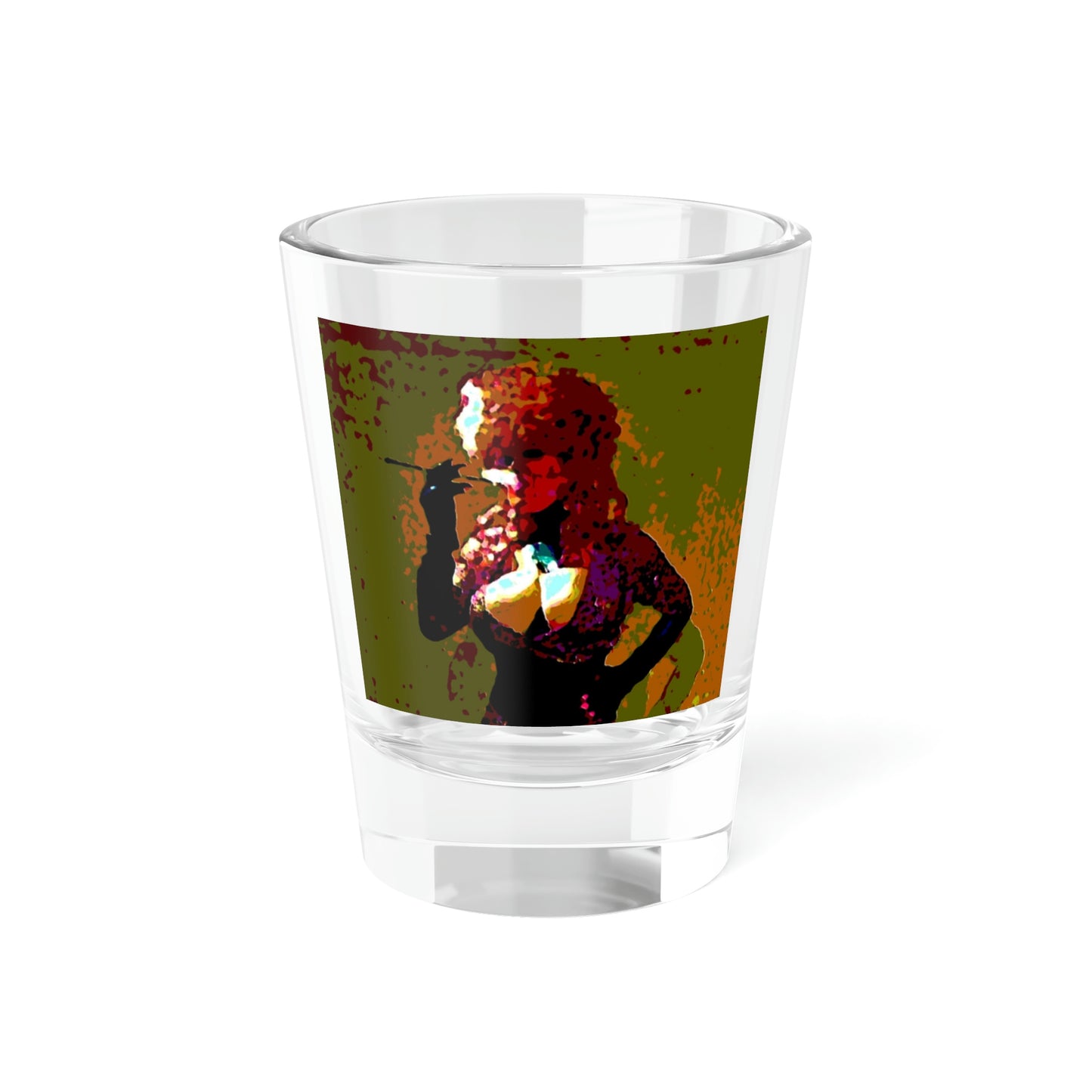 Shot Glass, 1.5oz ...  A Colleague Overseas ... 'Enjoying A Fag' ... Original Works ... "April Fools 2023" ... Hot-Tranny-Smoke ...