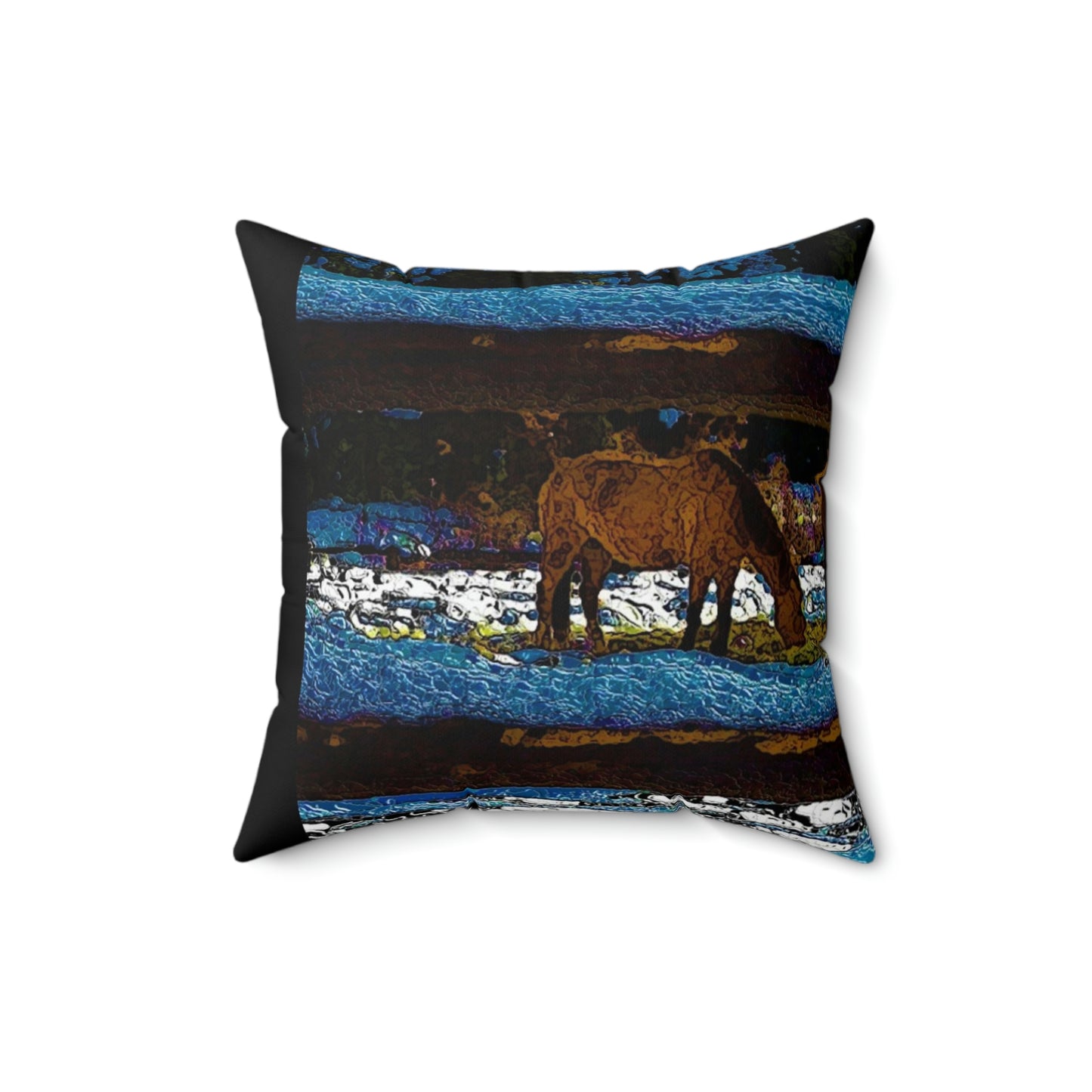 Spun Polyester Square Pillow ...  A Horse ... A Saddle ...  Foraging Through The Snow ...  An_Asses 'Cry' ... Central Idaho, November 2022 ...  Original Works ..