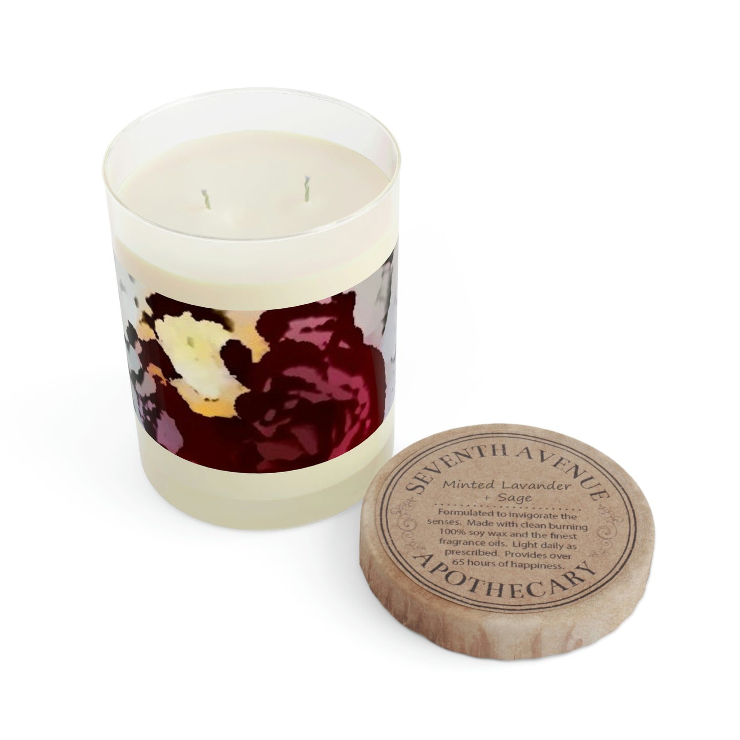 Scented Candle - Full Glass, 11oz ... "A Friendly Flower" ... Pointsettia 'Pointing' ... Original Works ... (Supplied Photograph) ...