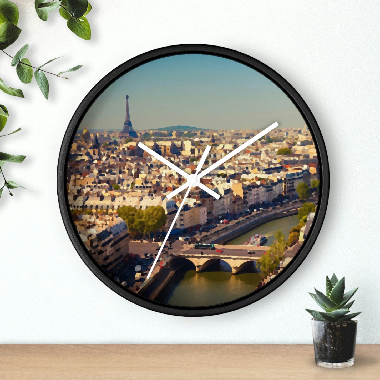 Wall clock ... Au Paris ... "Along The River Seine" ... Barbara Joan Bonnel-Holt: 1972 ... Original Works ...