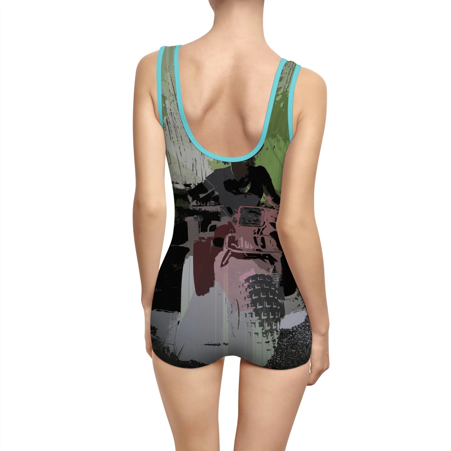 Women's Vintage Swimsuit ... 3-Wheeln' N' Groovin The Mountain Roads ... Central Idaho ... Original Works ...